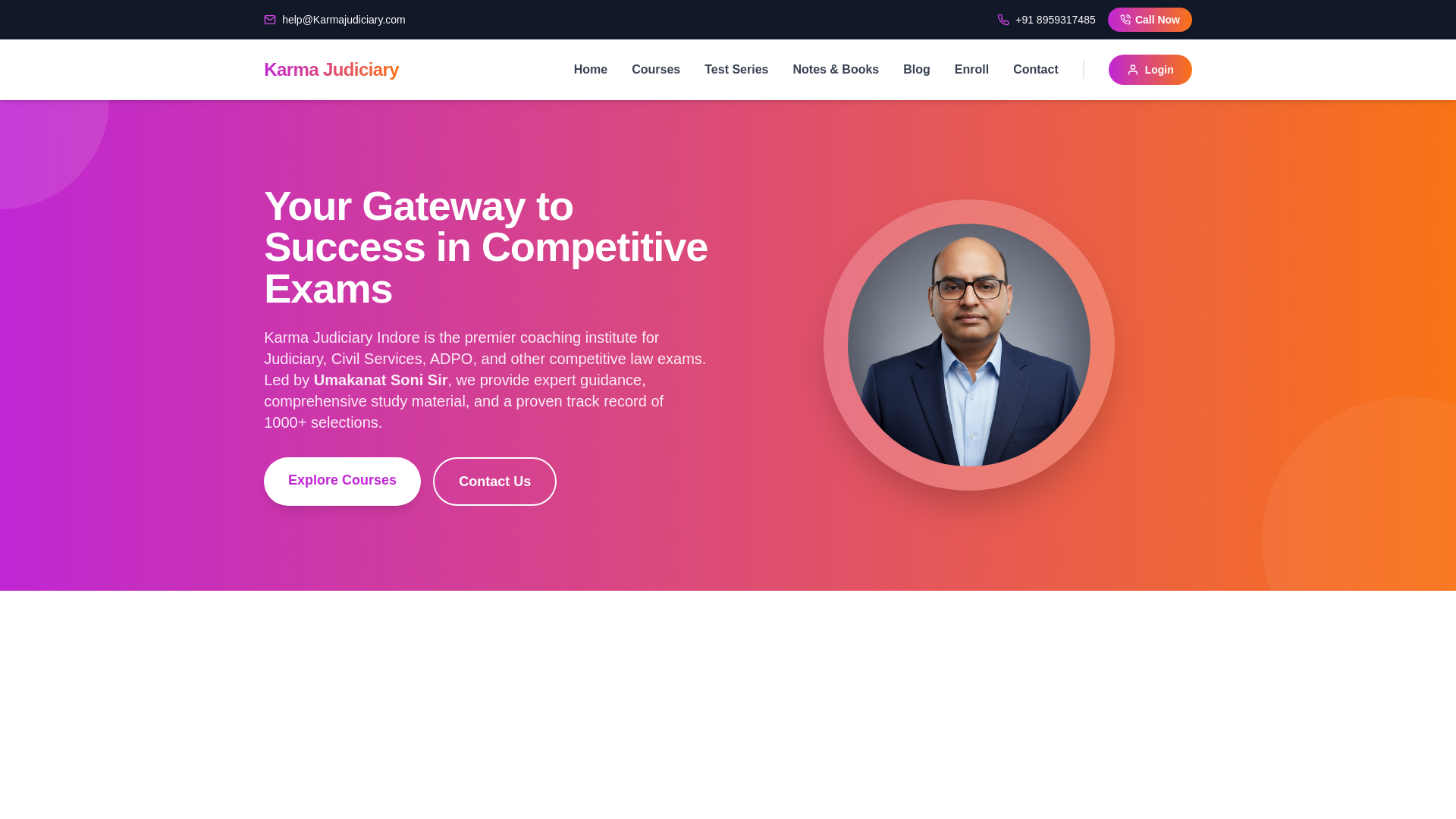 website screenshot of https://karmajudiciary.com/