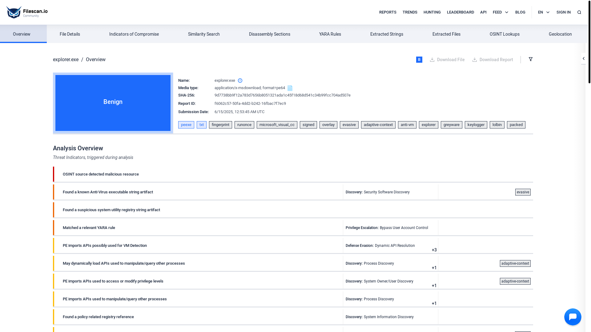 website screenshot of https://www.filescan.io/reports/9d7738bb9f12a783d7656b8051321ada1c45f18d68d541c34b99fcc704ad507e/f6062c57-50fa-4dd2-b242-16fbac7f7ec9