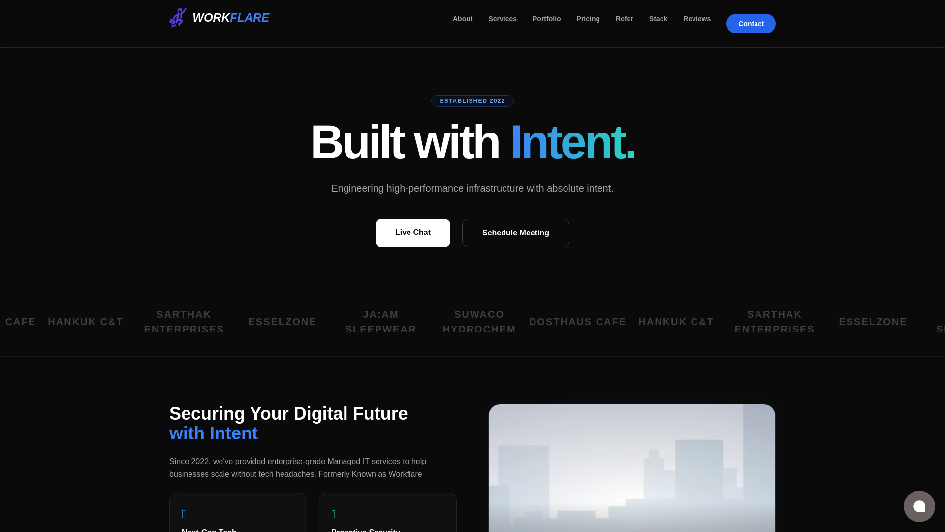 website screenshot of https://workflare.in/