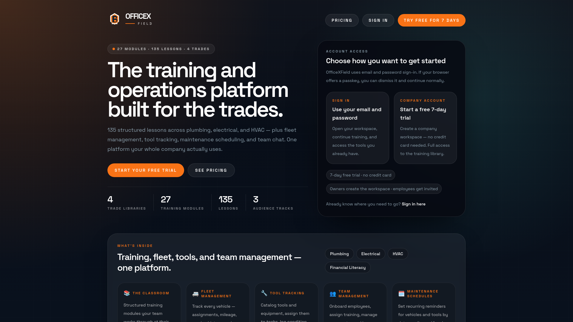 website screenshot of https://officexfield.com/