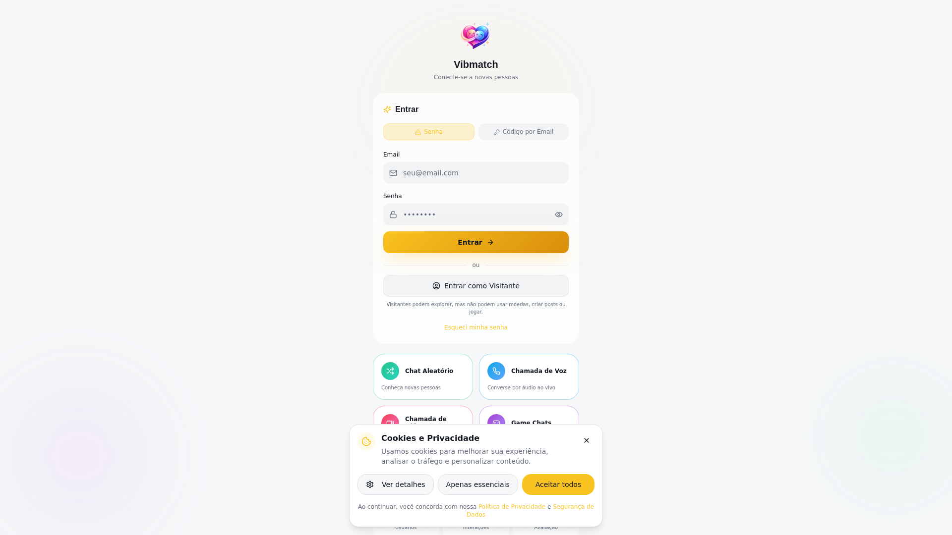 website screenshot of https://vibmatch.com.br/