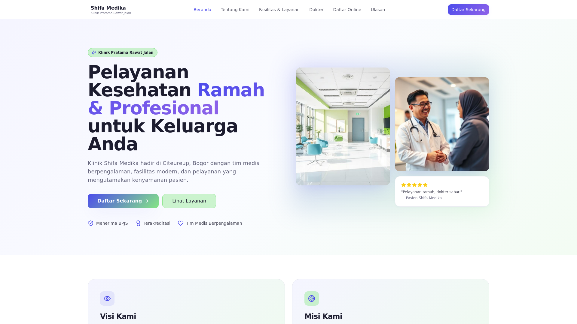 website screenshot of https://klinikshifamedika.com/