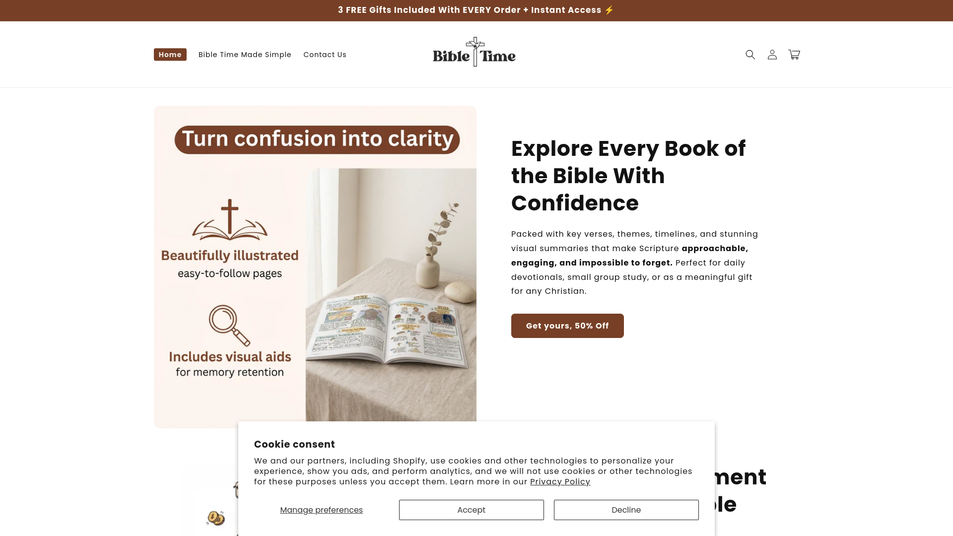 website screenshot of https://bibletimeusa.com