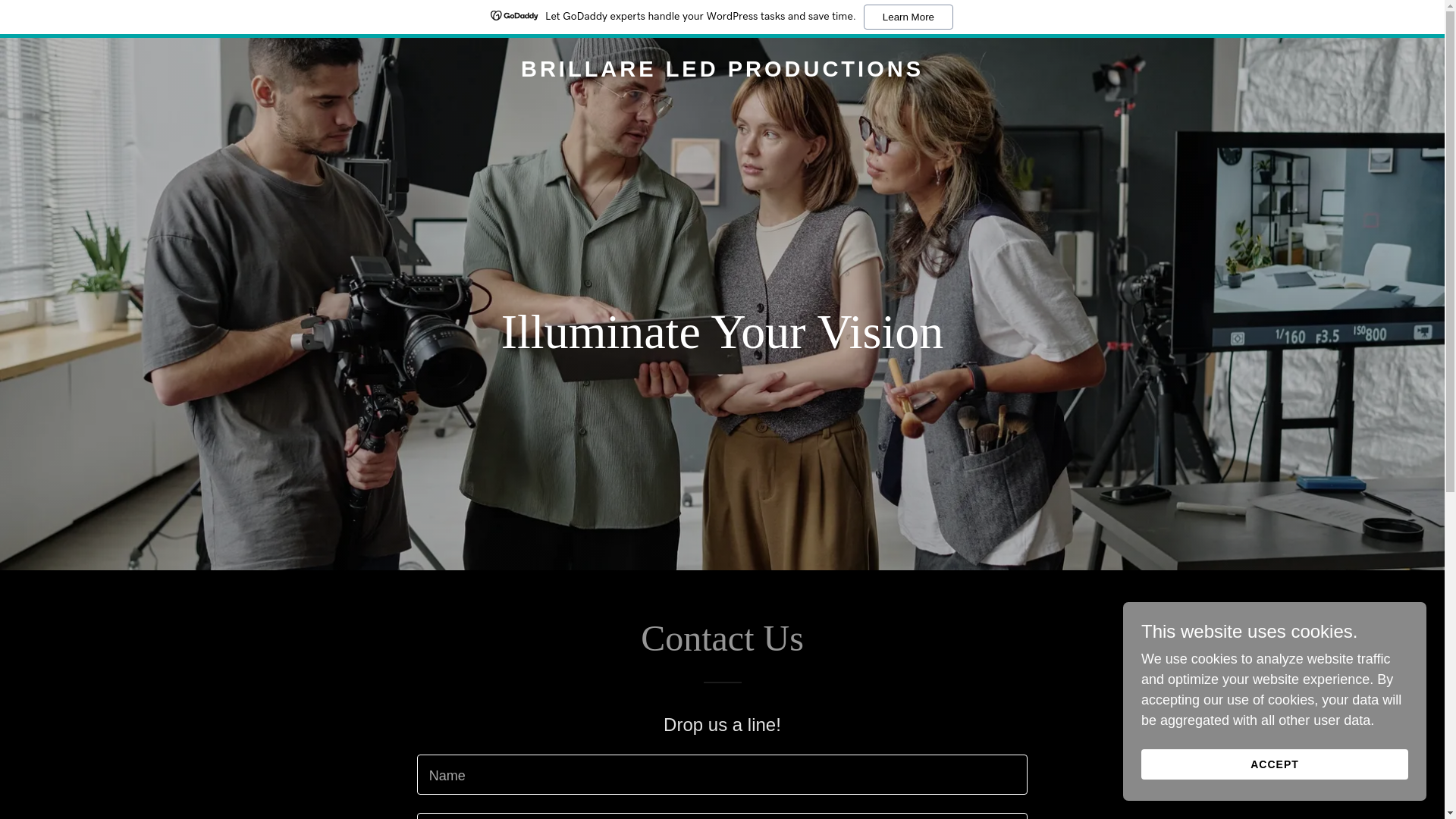 website screenshot of https://brillareledproductions.com/