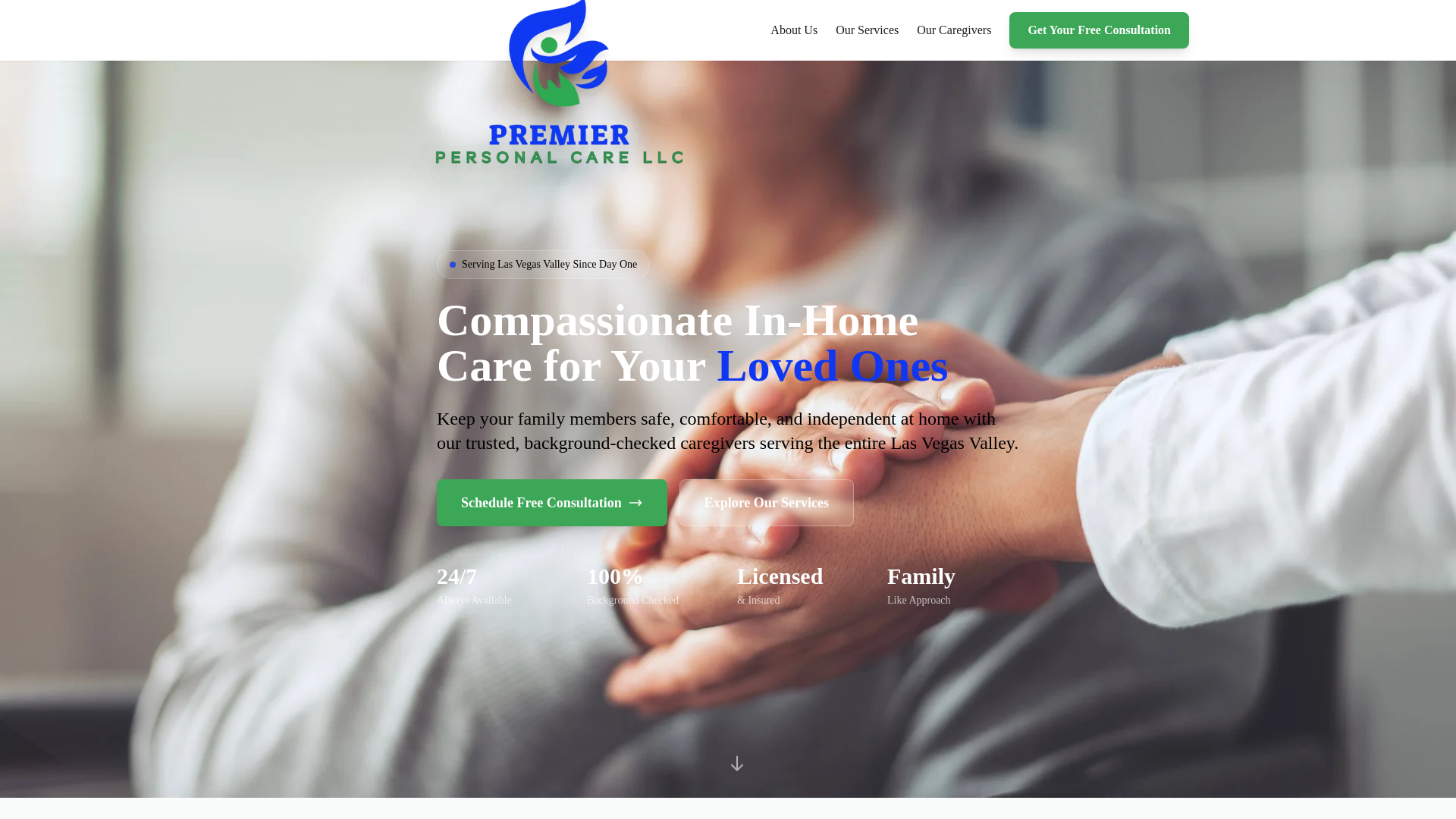 website screenshot of https://premierpersonalcarellc.com/