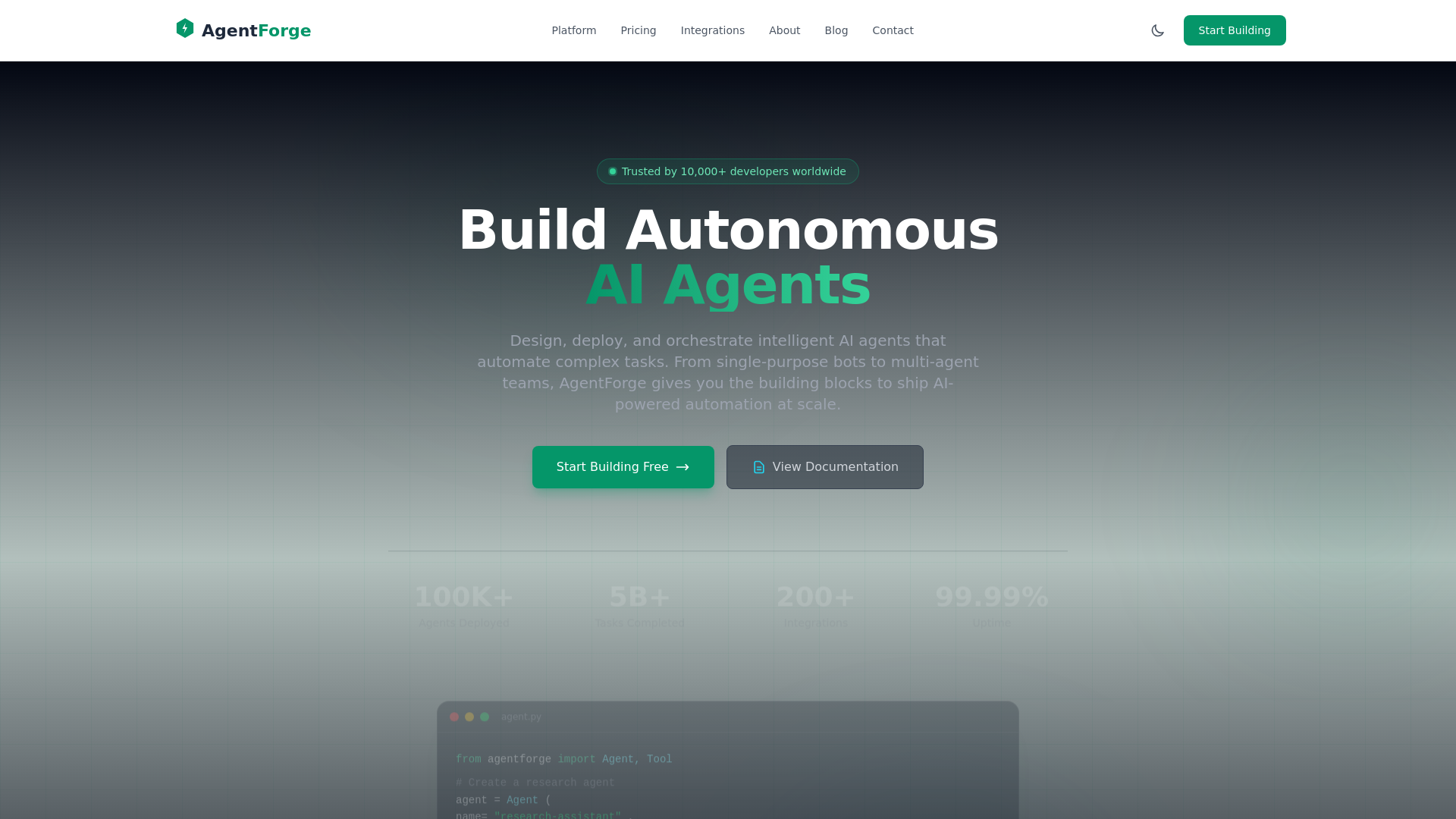 website screenshot of https://agentforge-colorlib.pages.dev/