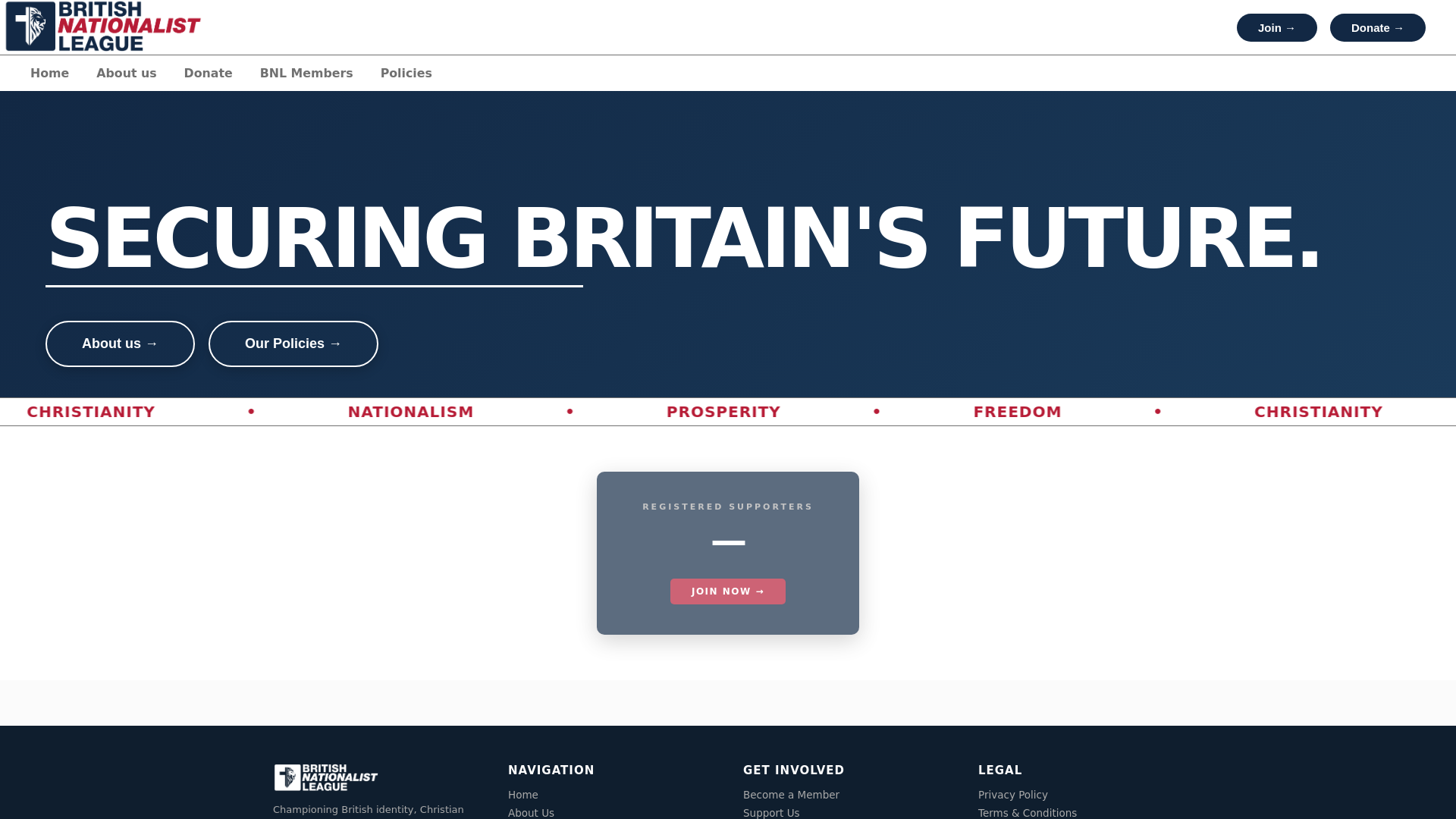 website screenshot of https://britishnationalists.uk