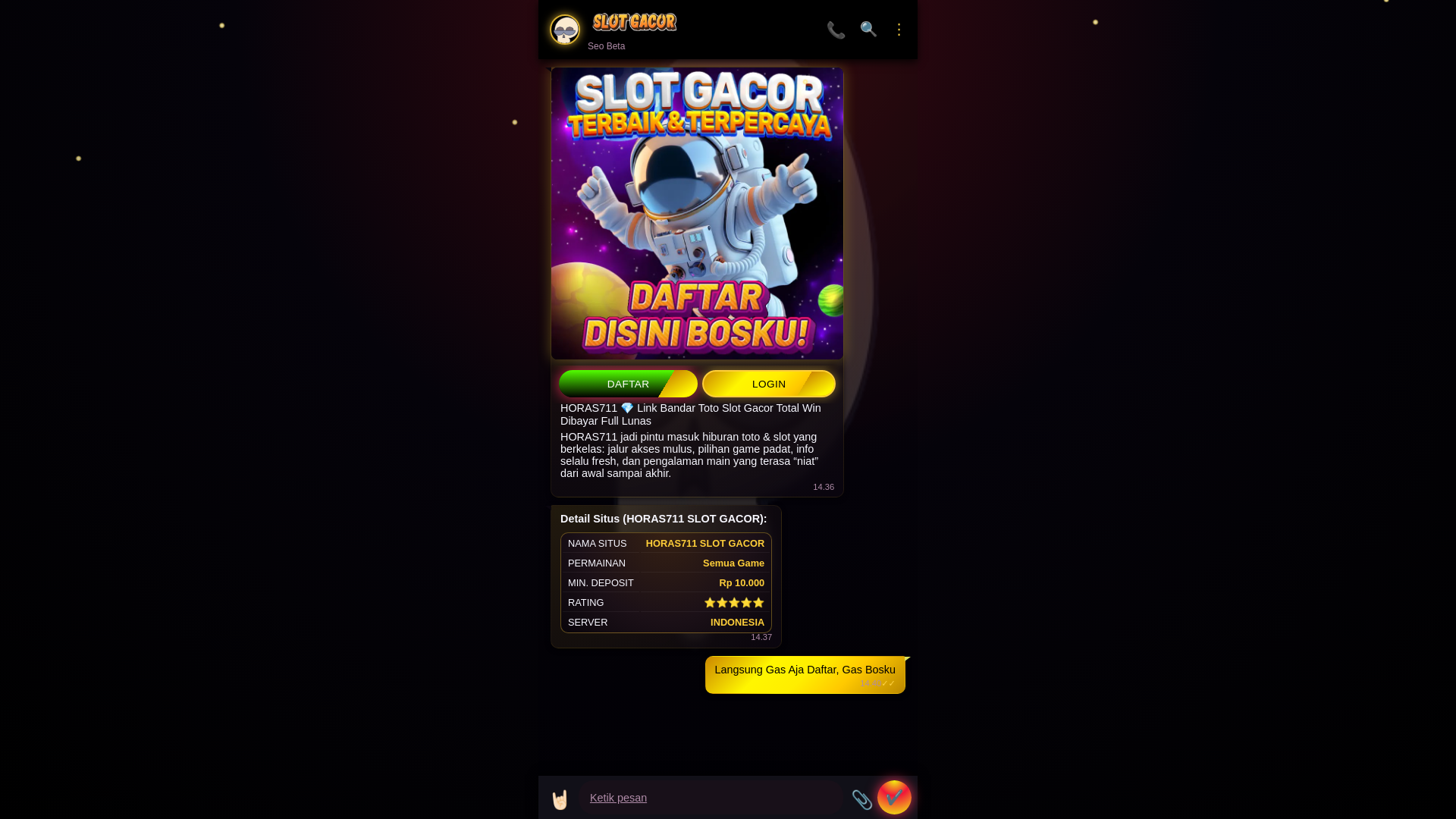 website screenshot of https://spaceonehoras711.pages.dev/