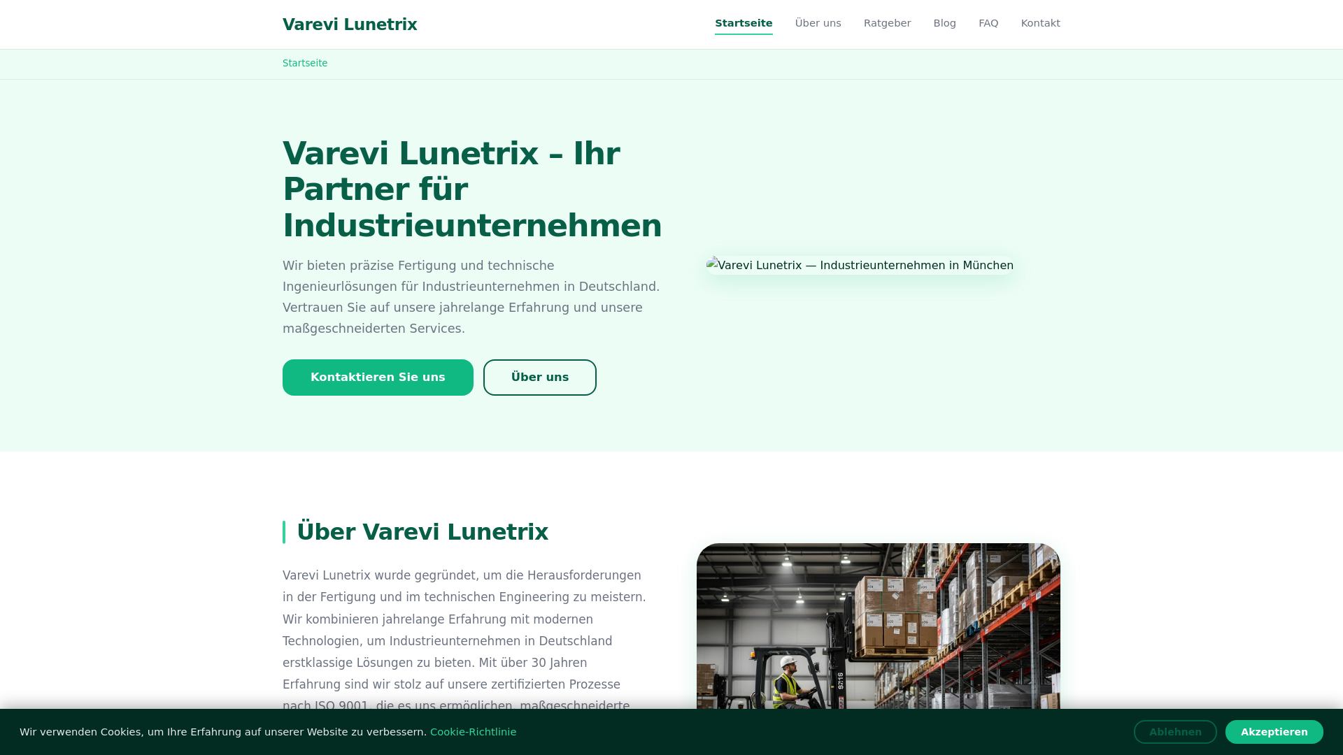 website screenshot of https://varevi-lunetrix.de