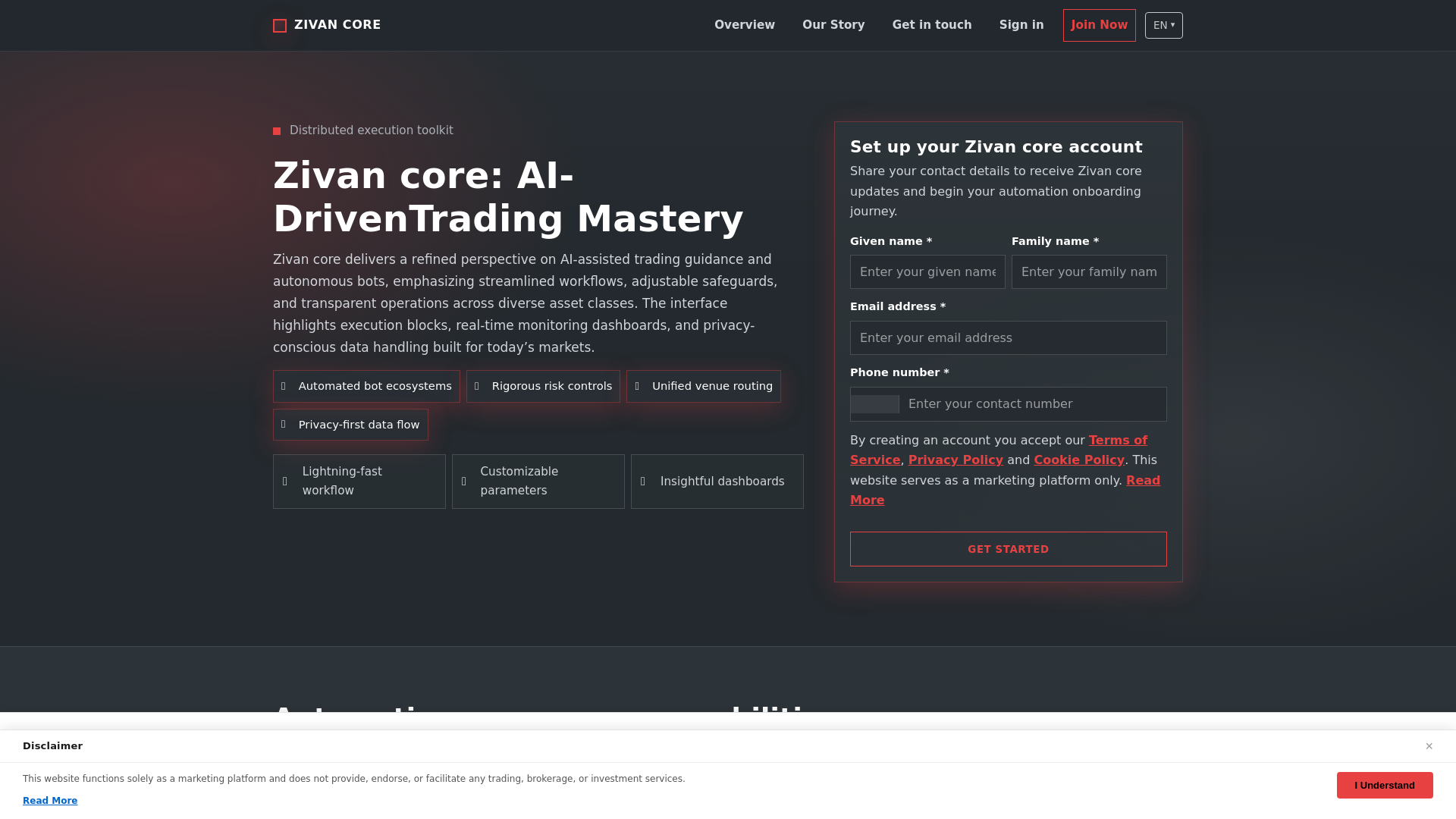website screenshot of https://zivancore-click.pages.dev/