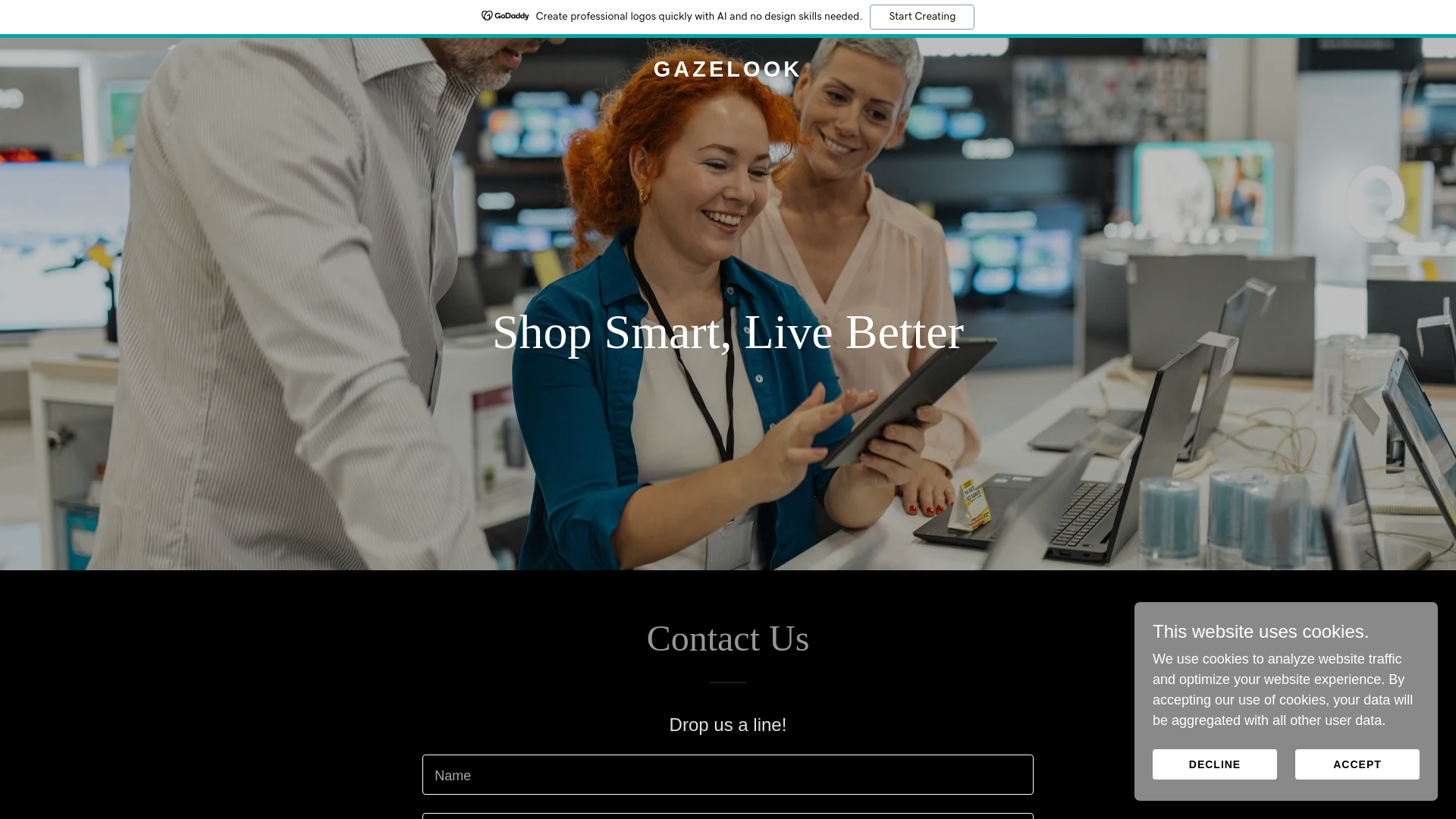 website screenshot of https://gazelook.co.uk/