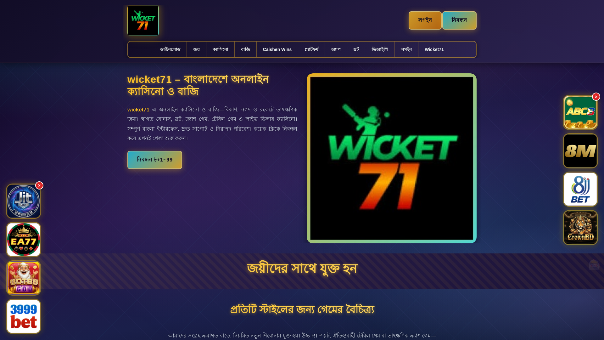 website screenshot of https://wicket71panch.com/