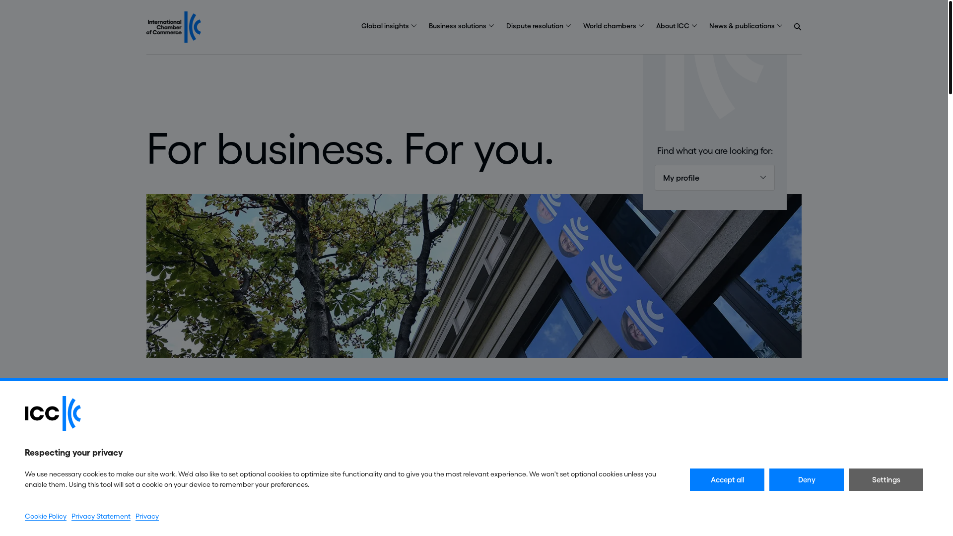 website screenshot of https://iccwbo.org/