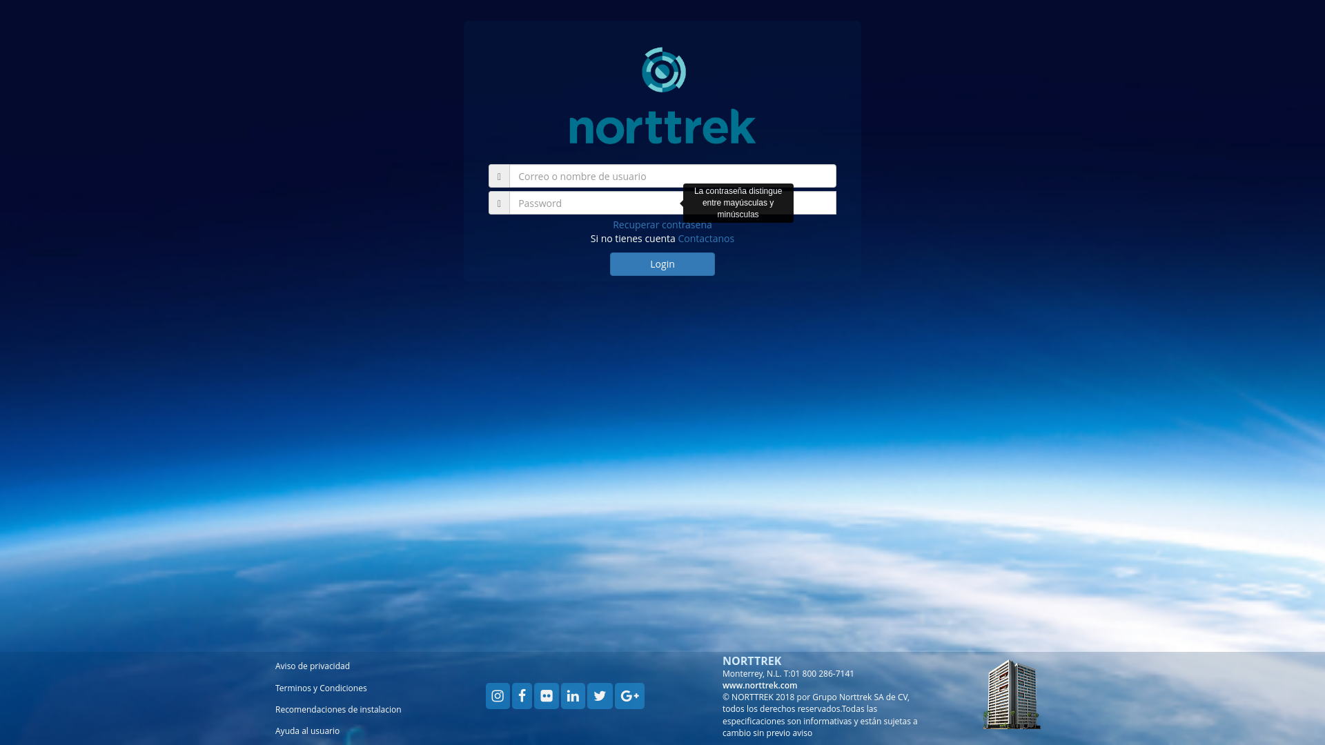 website screenshot of https://clientes.gpsntk.com/