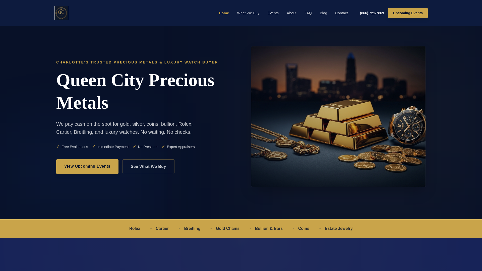 website screenshot of https://queencitypreciousmetals.com/