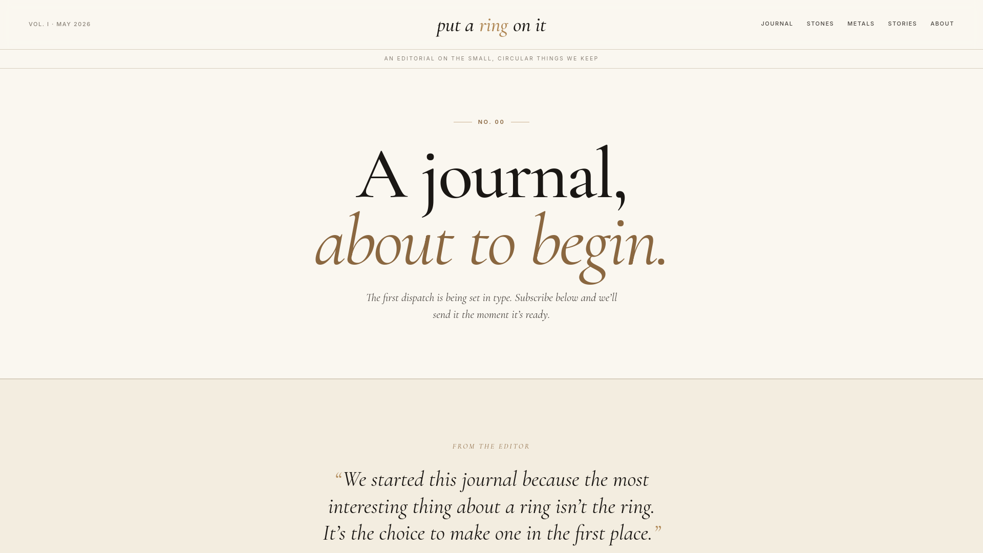 website screenshot of https://putaringonit.co/
