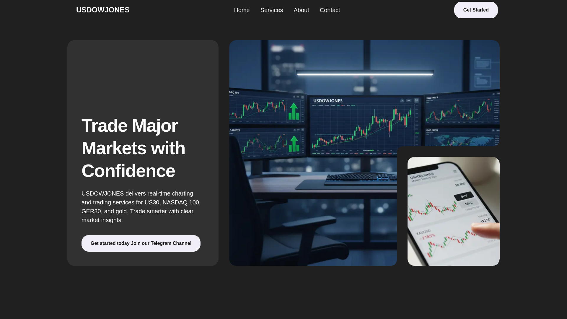 website screenshot of https://usdjonestrading.com/