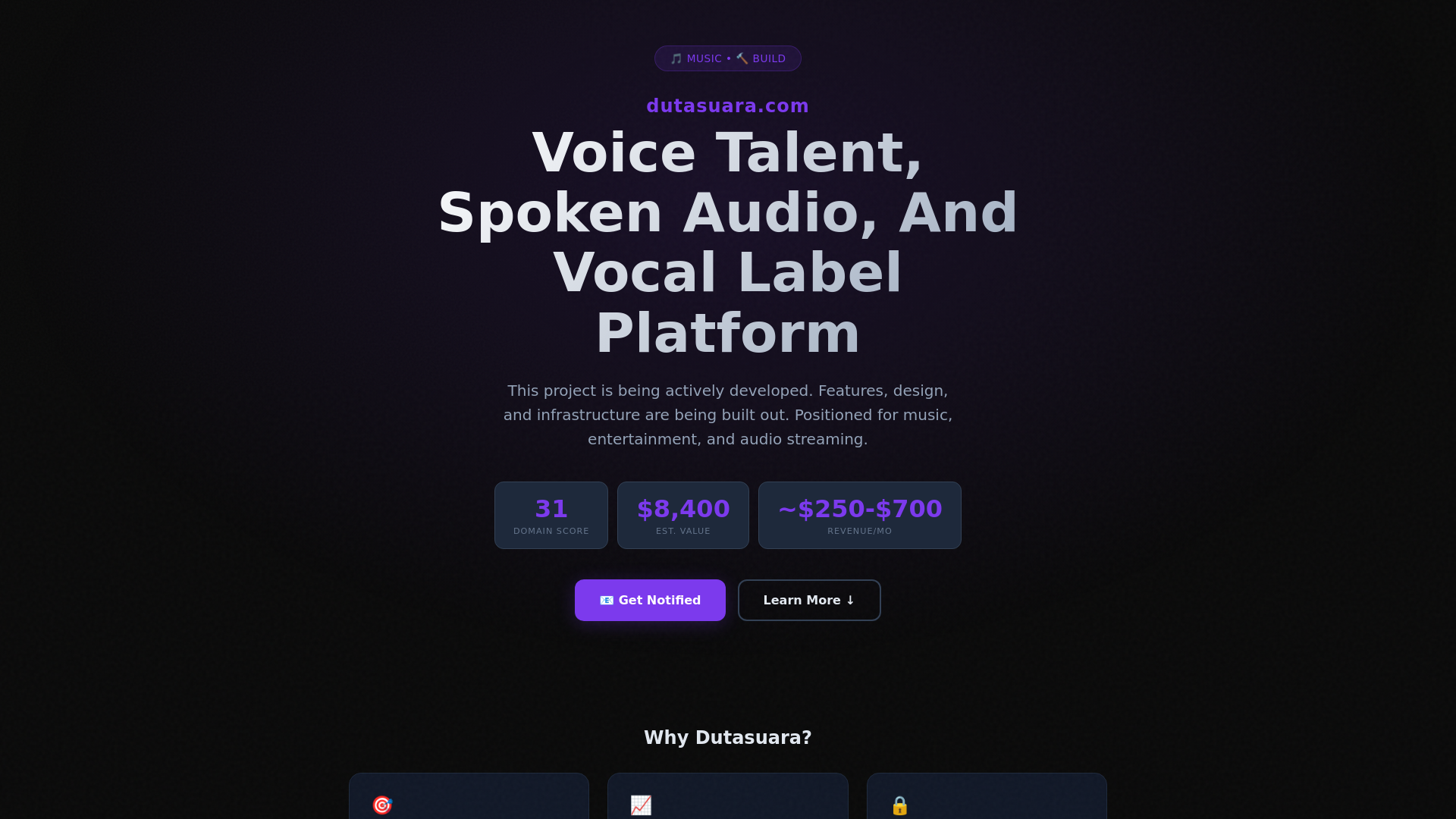 website screenshot of https://dutasuara.com/