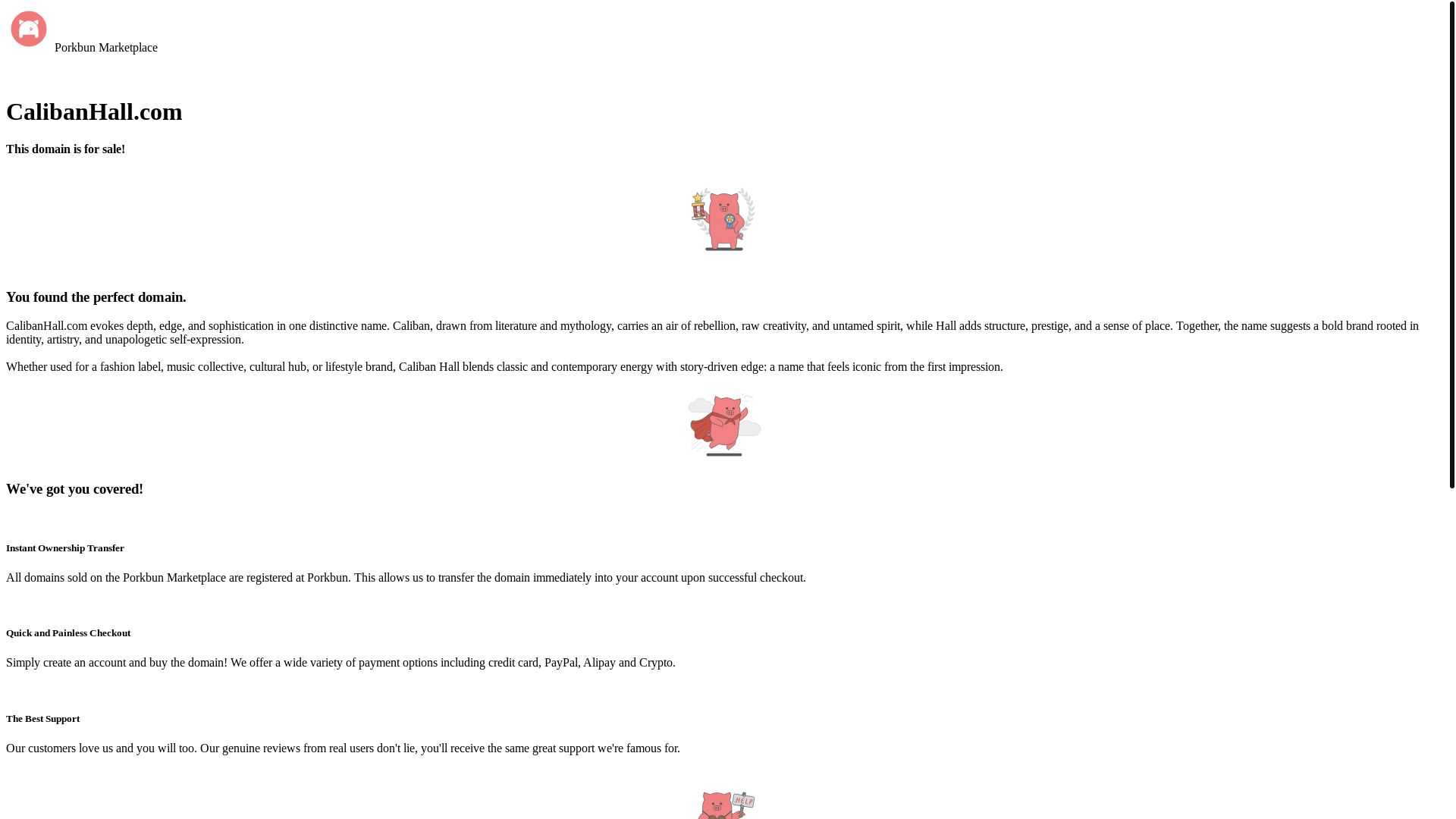 website screenshot of https://calibanhall.com/