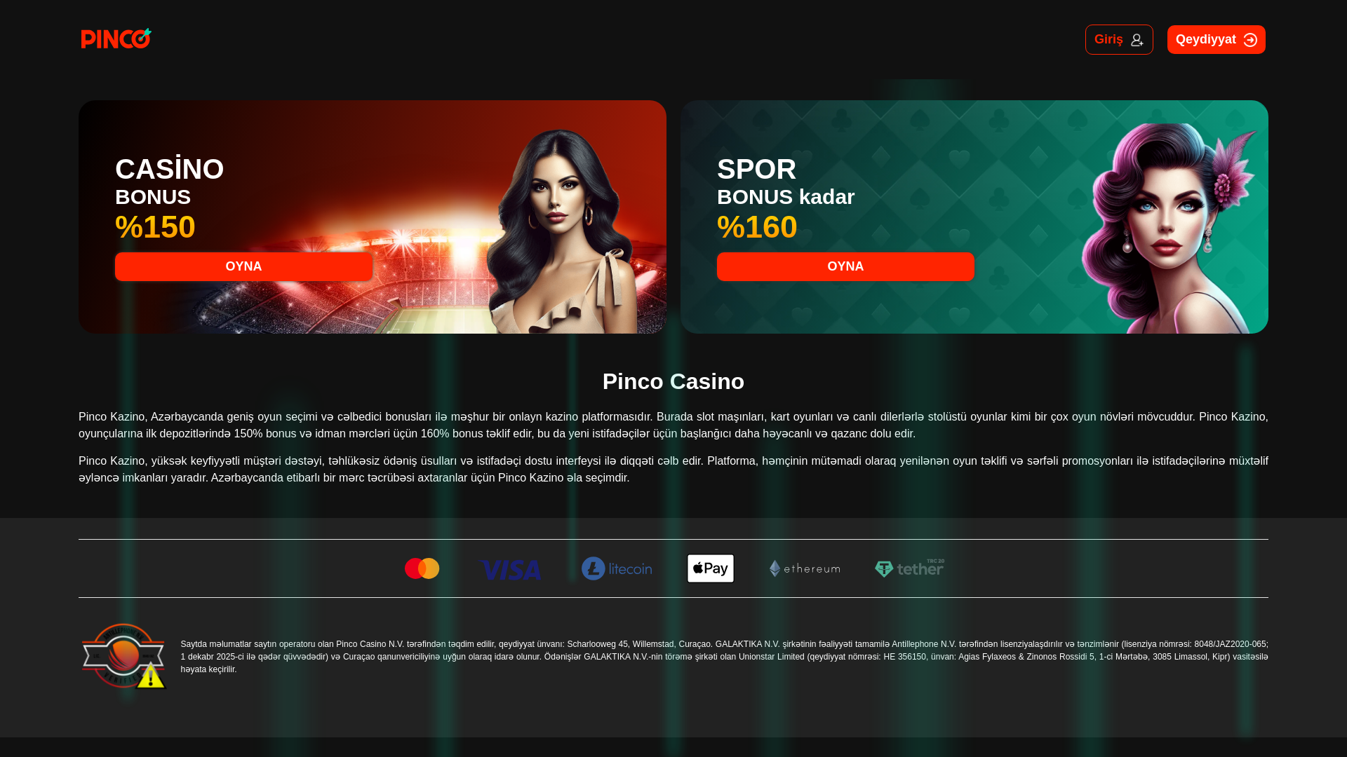 website screenshot of https://pinco-casino-official.info/