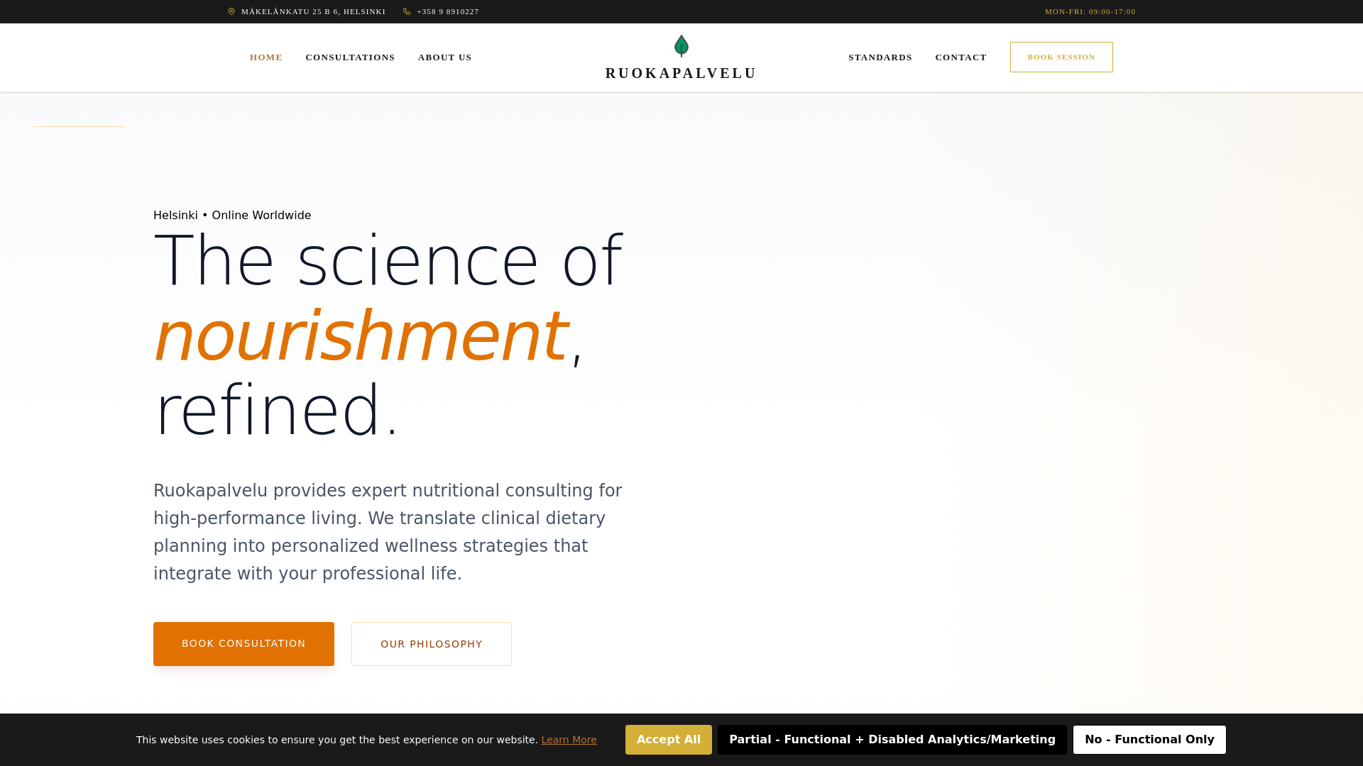website screenshot of https://ruokapalveluto.info/