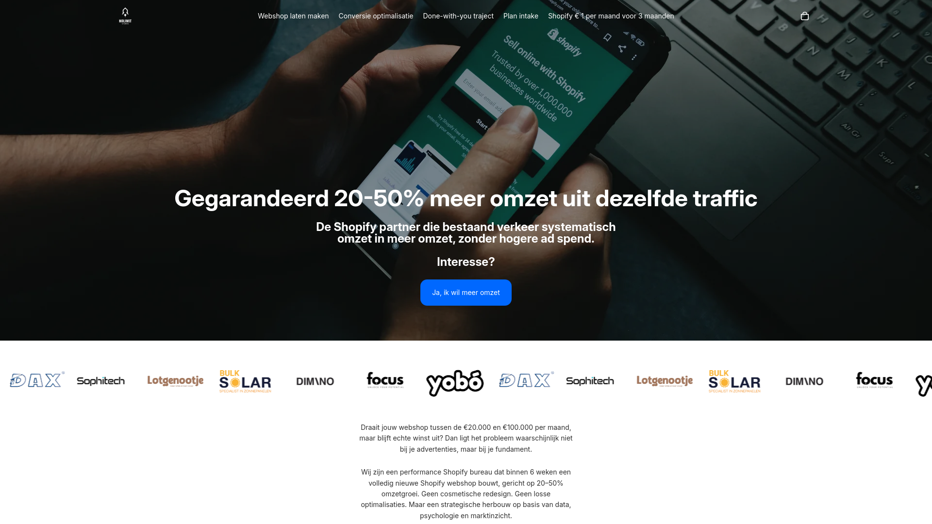 website screenshot of https://nolimit-ecom.info/