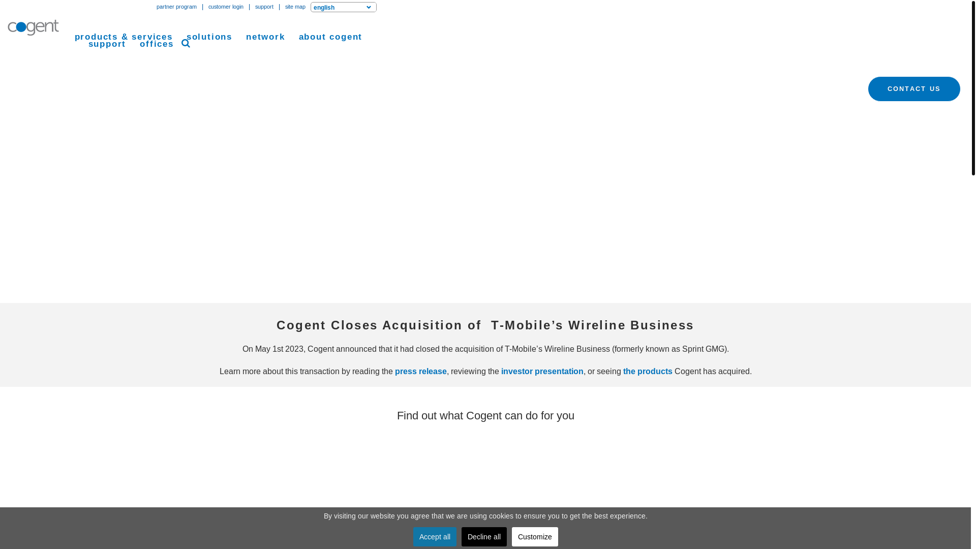 website screenshot of https://cogentco.com/