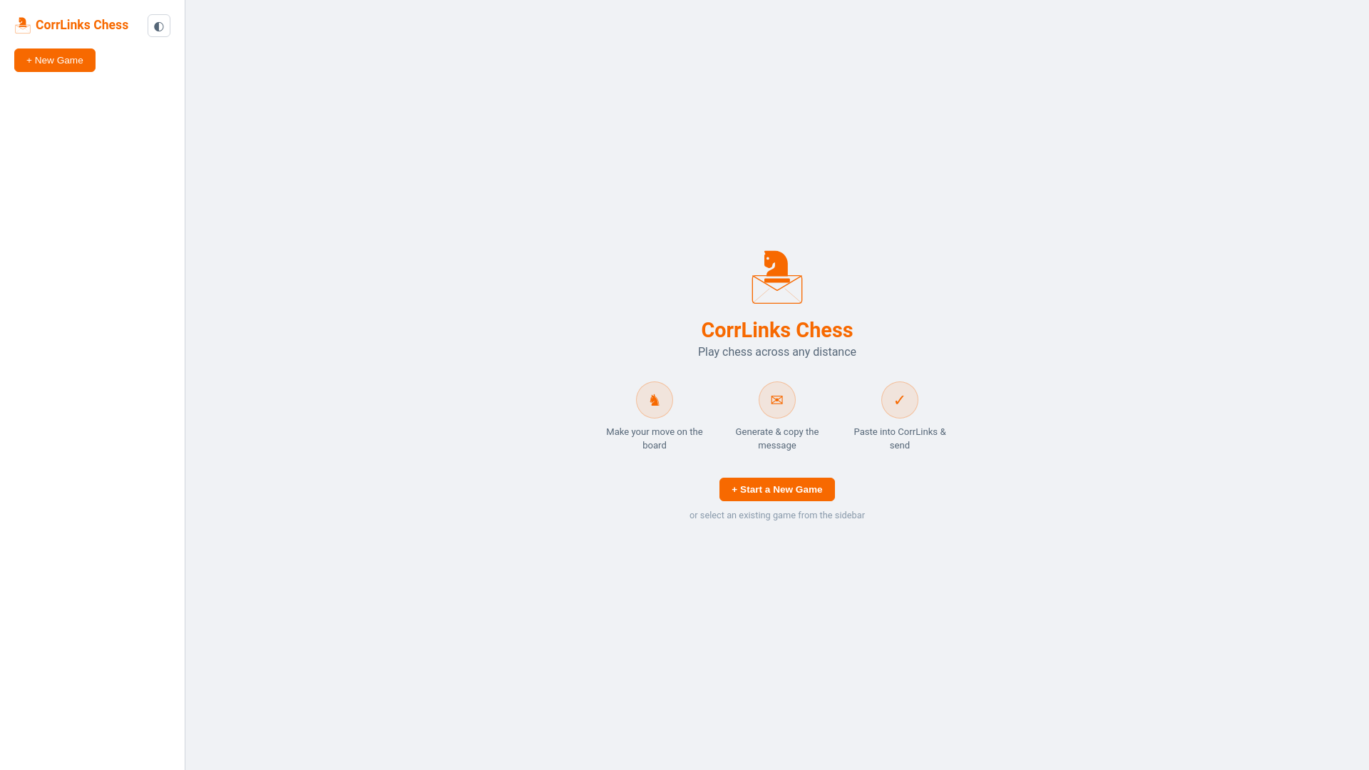 website screenshot of https://corrlinkschess.com/