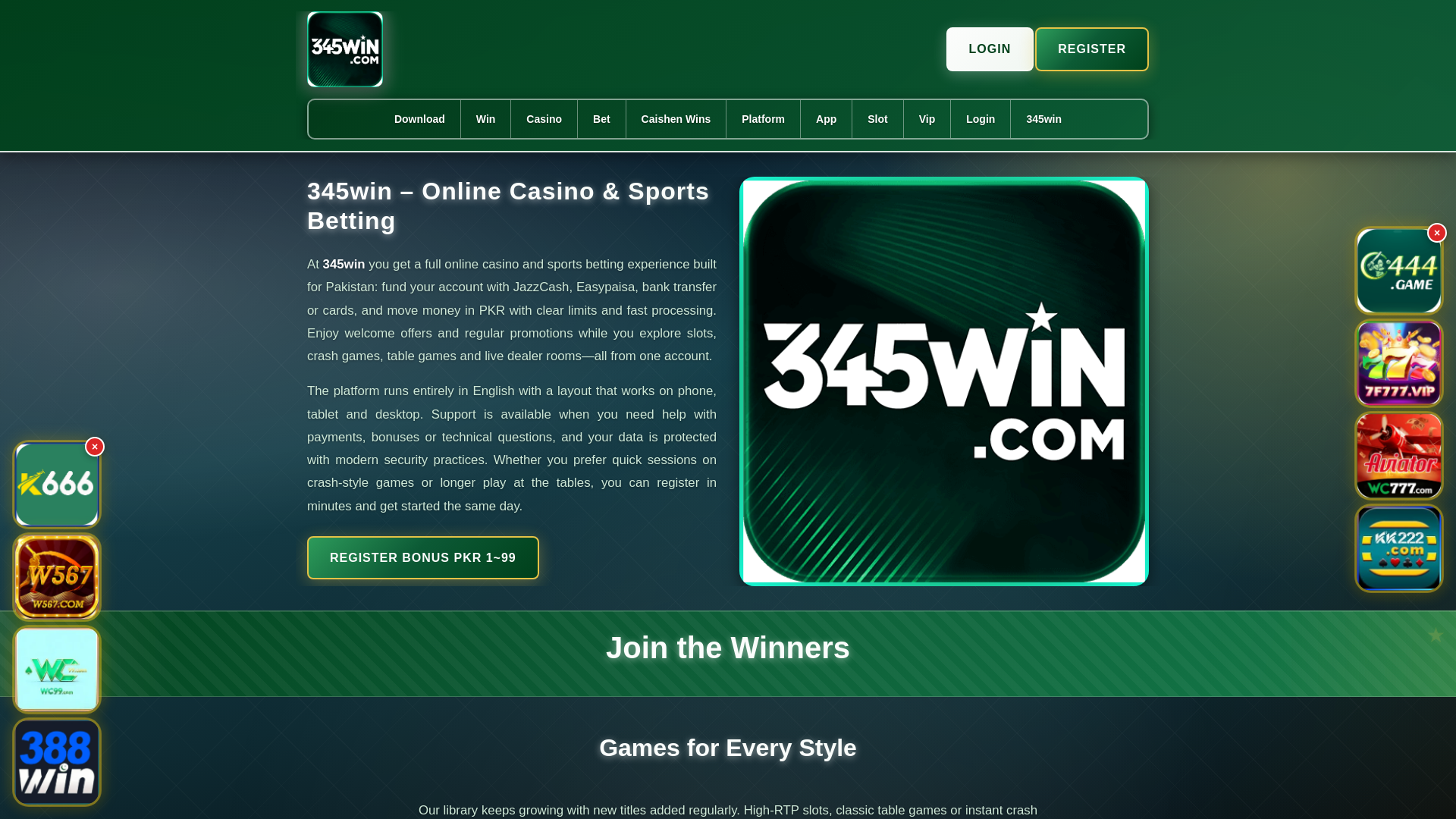 website screenshot of https://345winsalam.com/