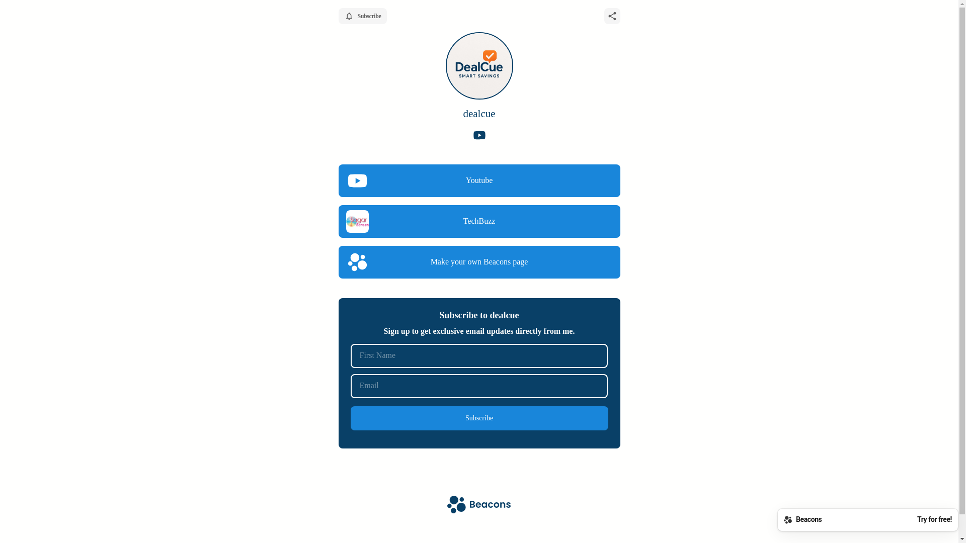 website screenshot of https://dealcue.store/