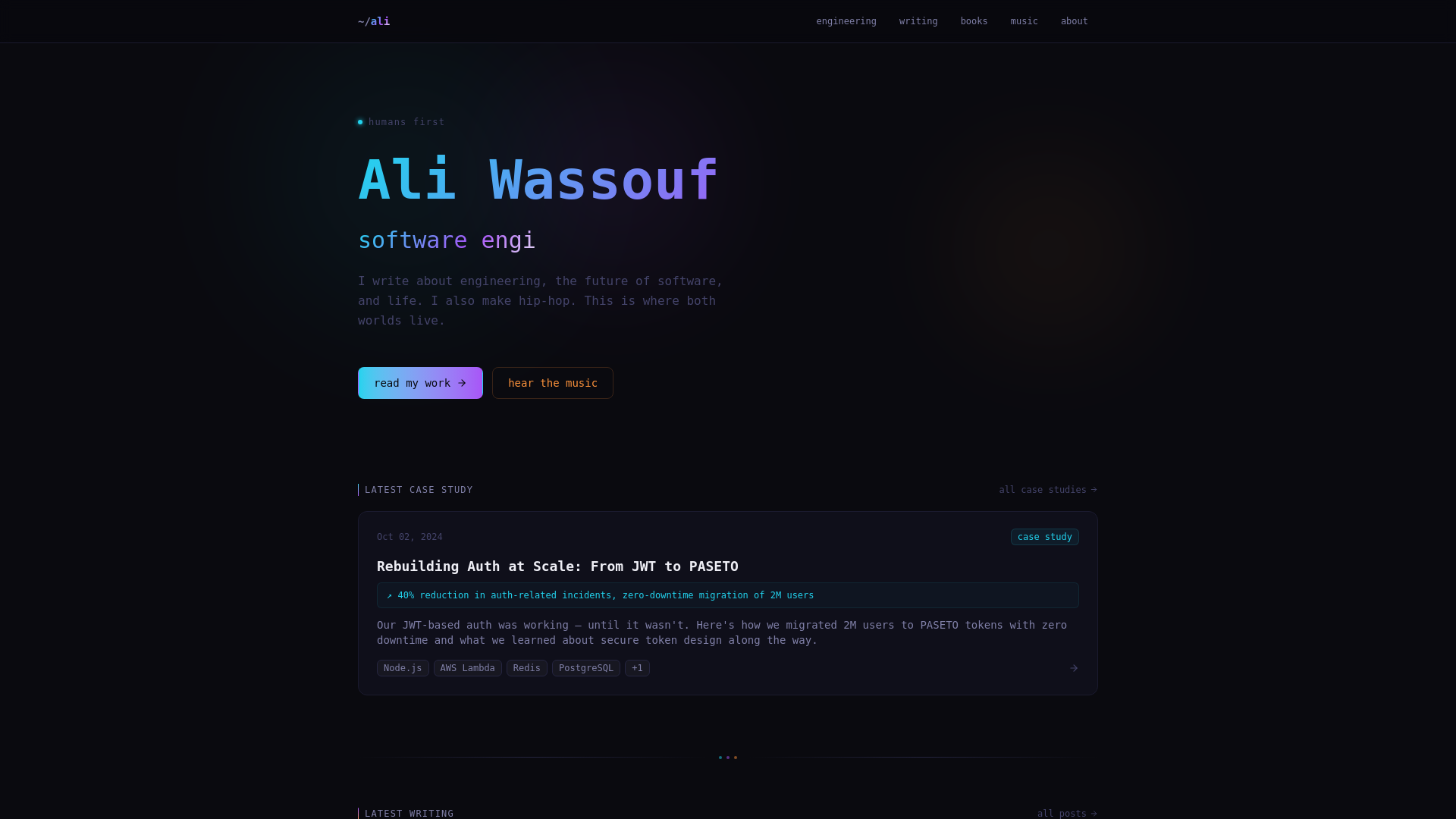 website screenshot of https://aliwassouf.space/