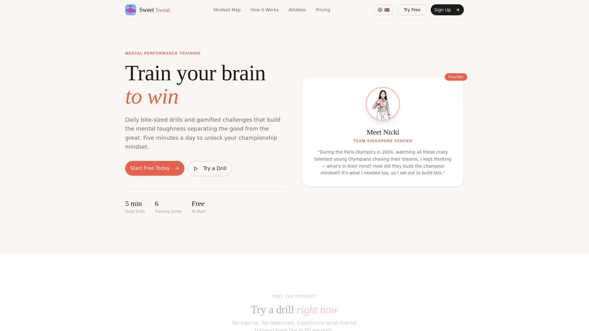 website screenshot of https://sweetsweat.sg