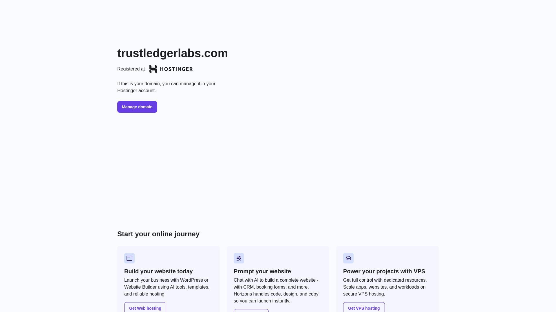 website screenshot of https://trustledgerlabs.com/
