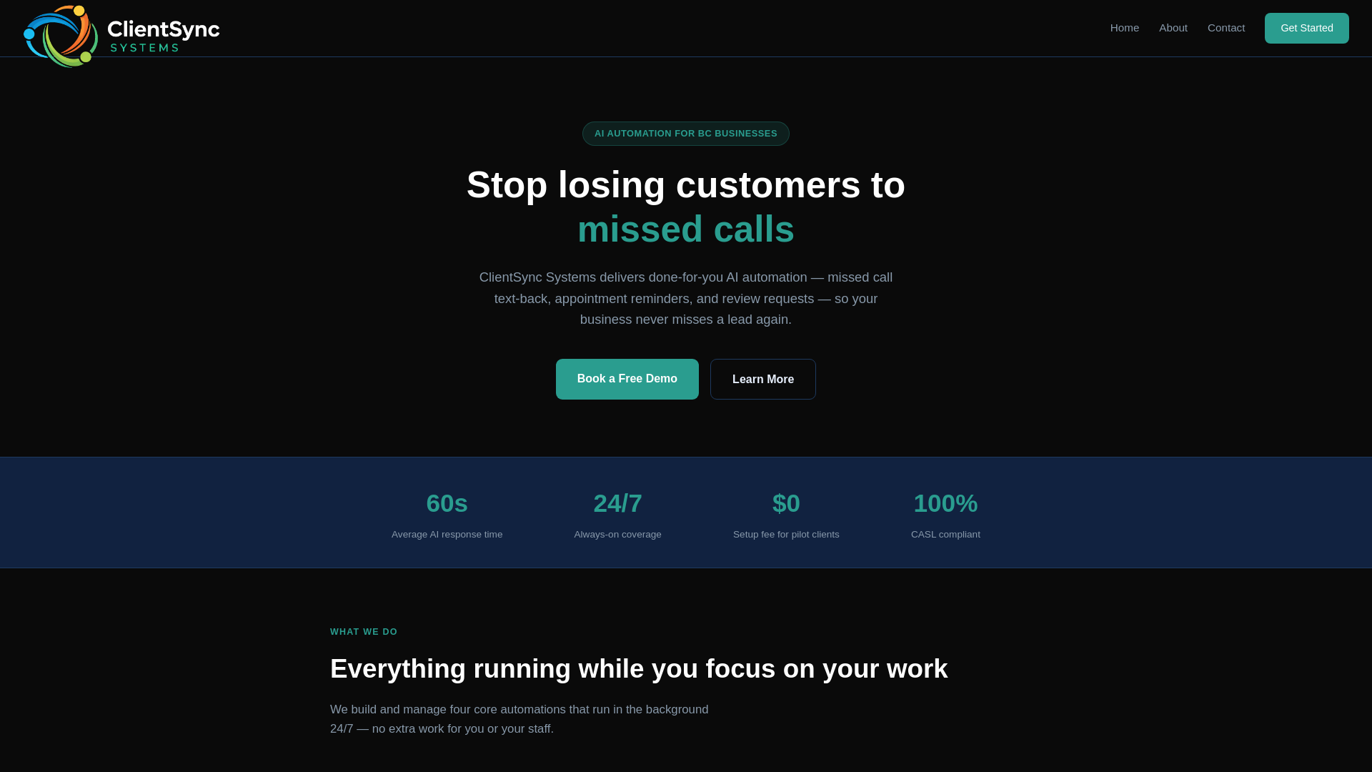 website screenshot of https://clientsyncsystems.ca/