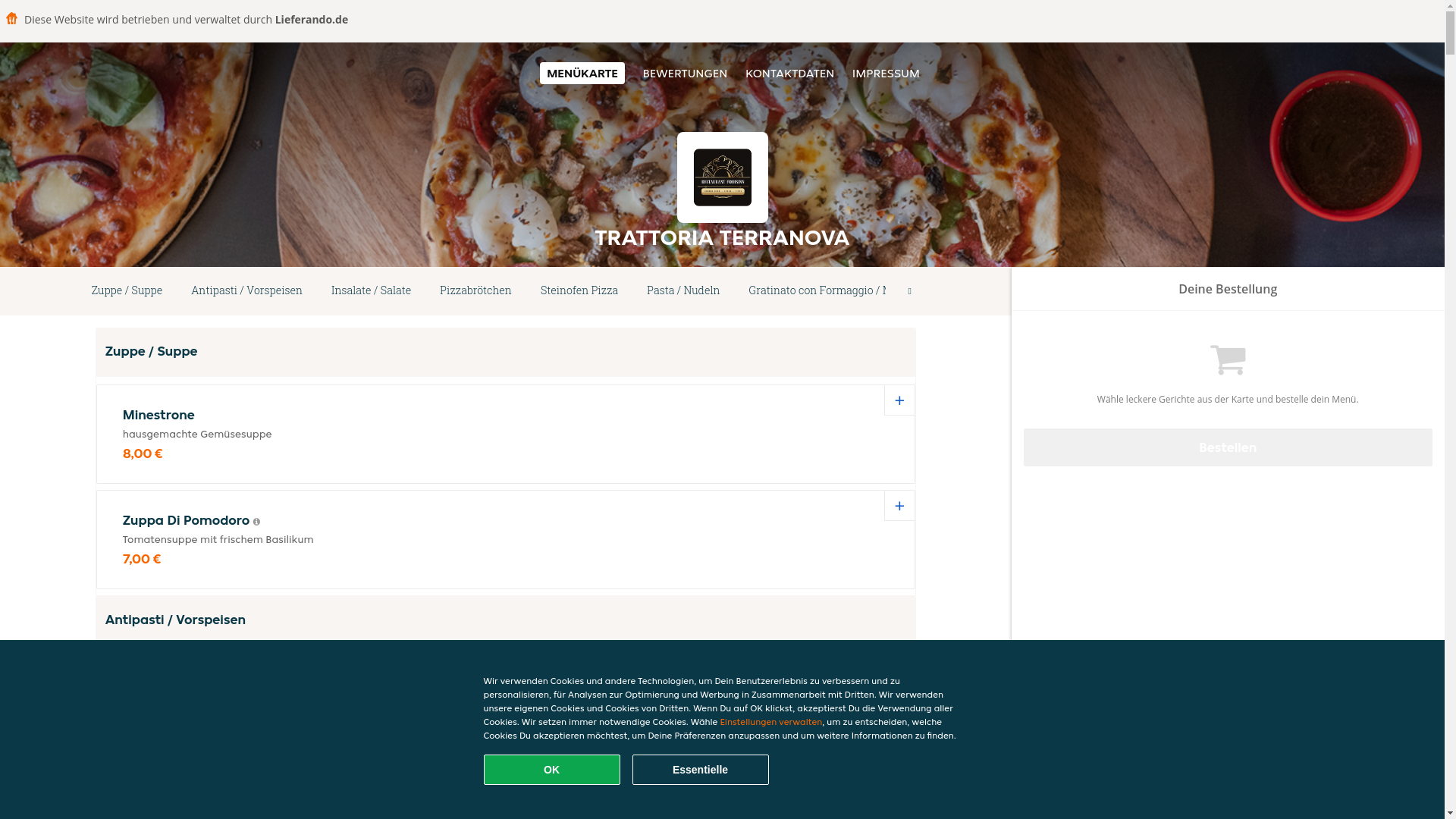 website screenshot of https://trattoriaterranova-bochum.de/