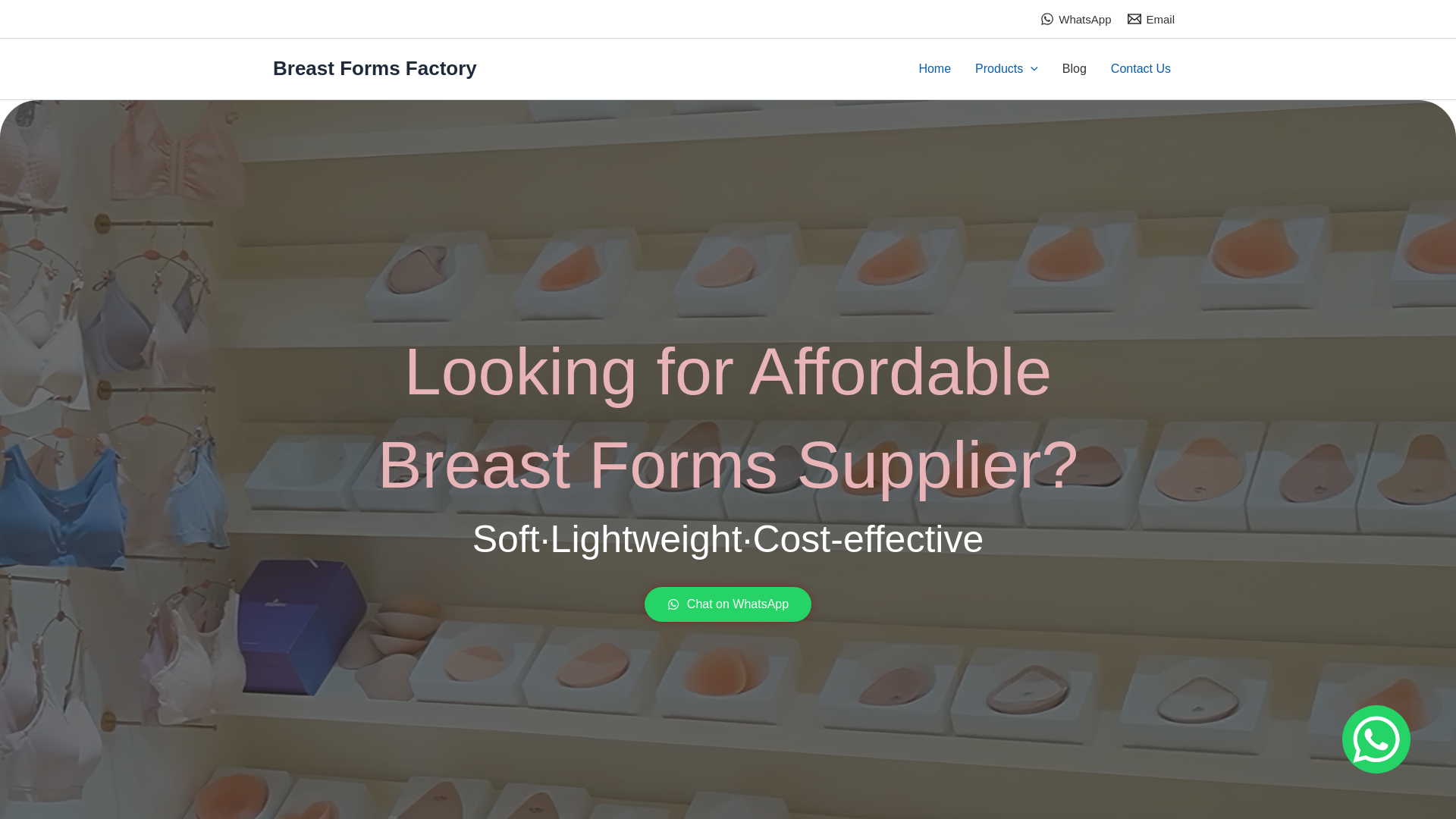 website screenshot of https://breastformfactory.com