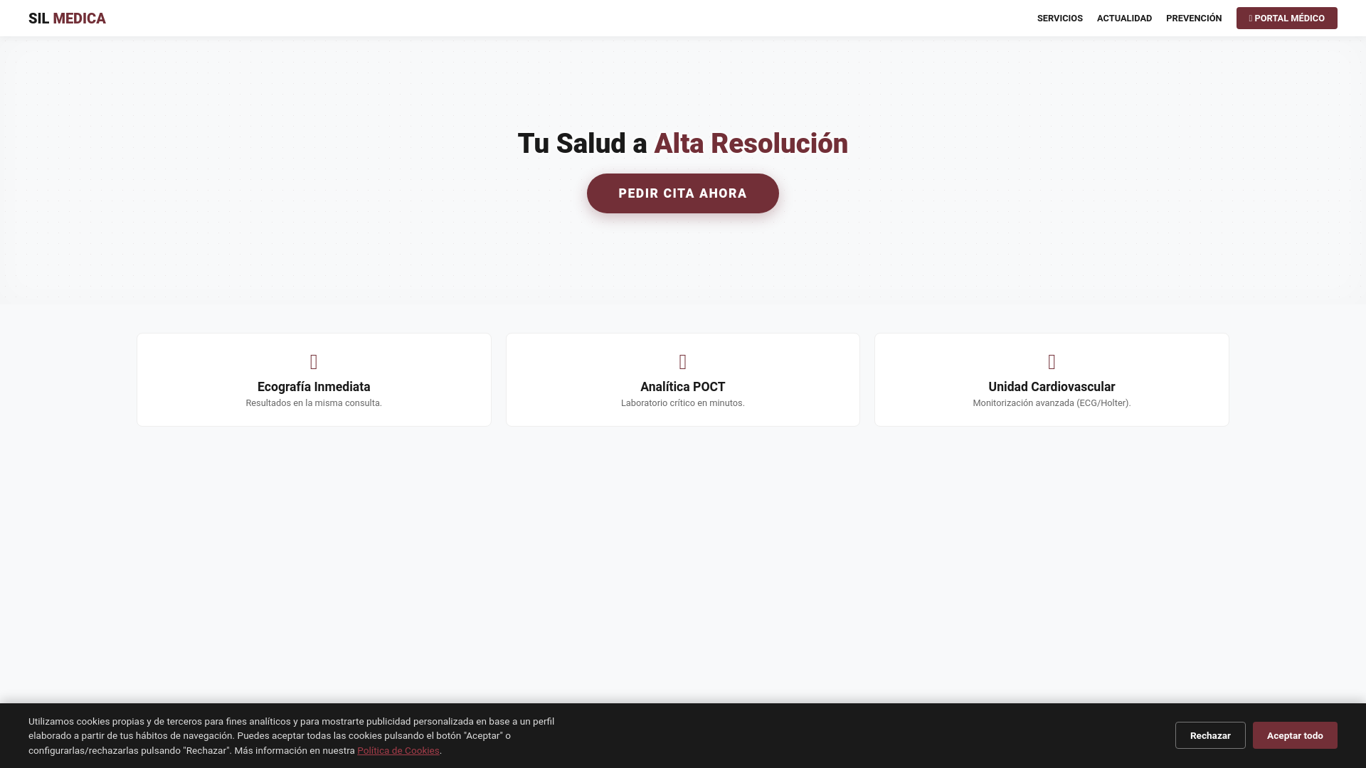 website screenshot of https://silmedica.pages.dev/
