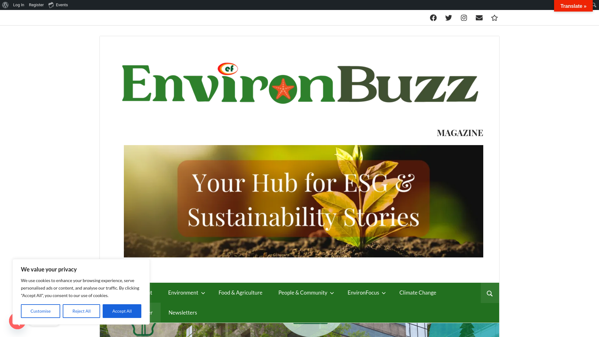 website screenshot of https://environbuzz.store/