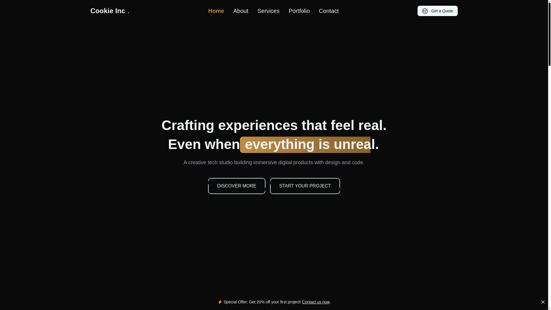 website screenshot of https://cookieinc.in/