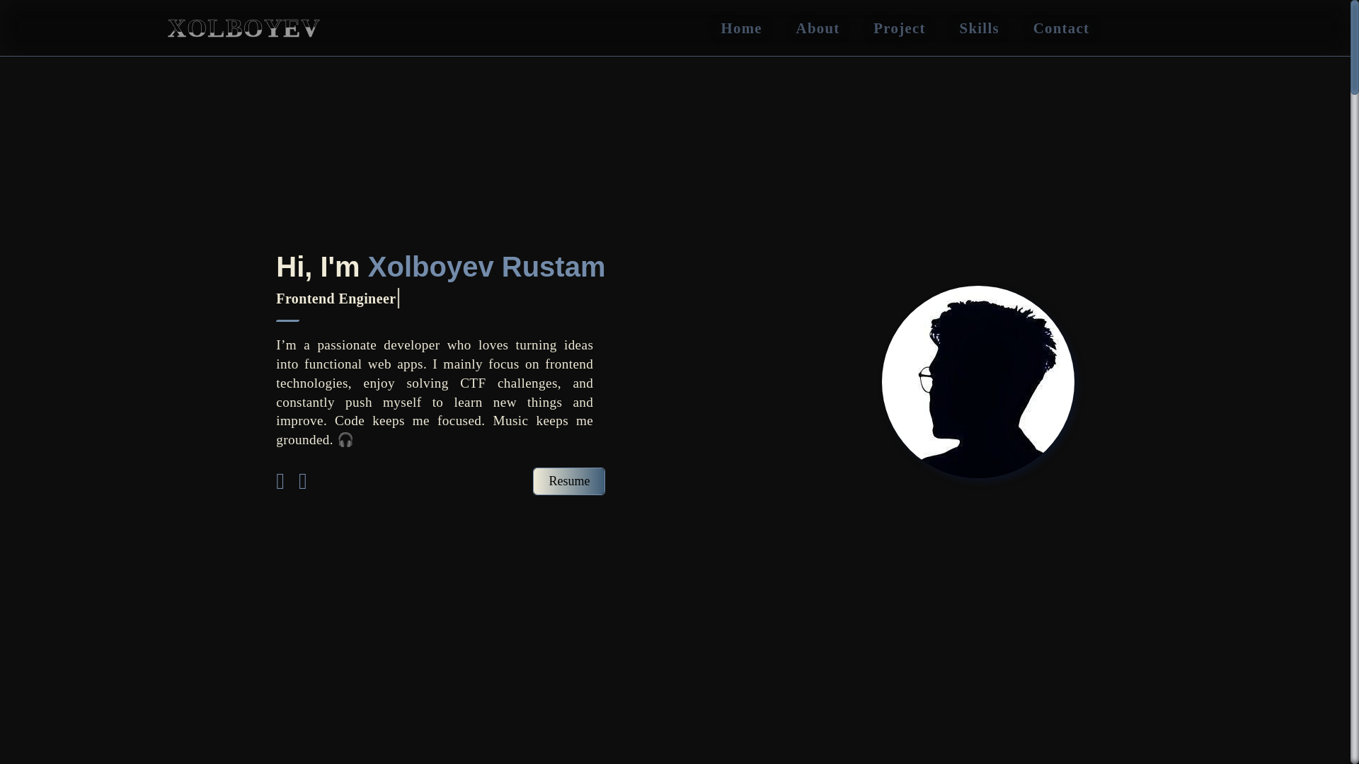 website screenshot of https://xolboyev.xyz/