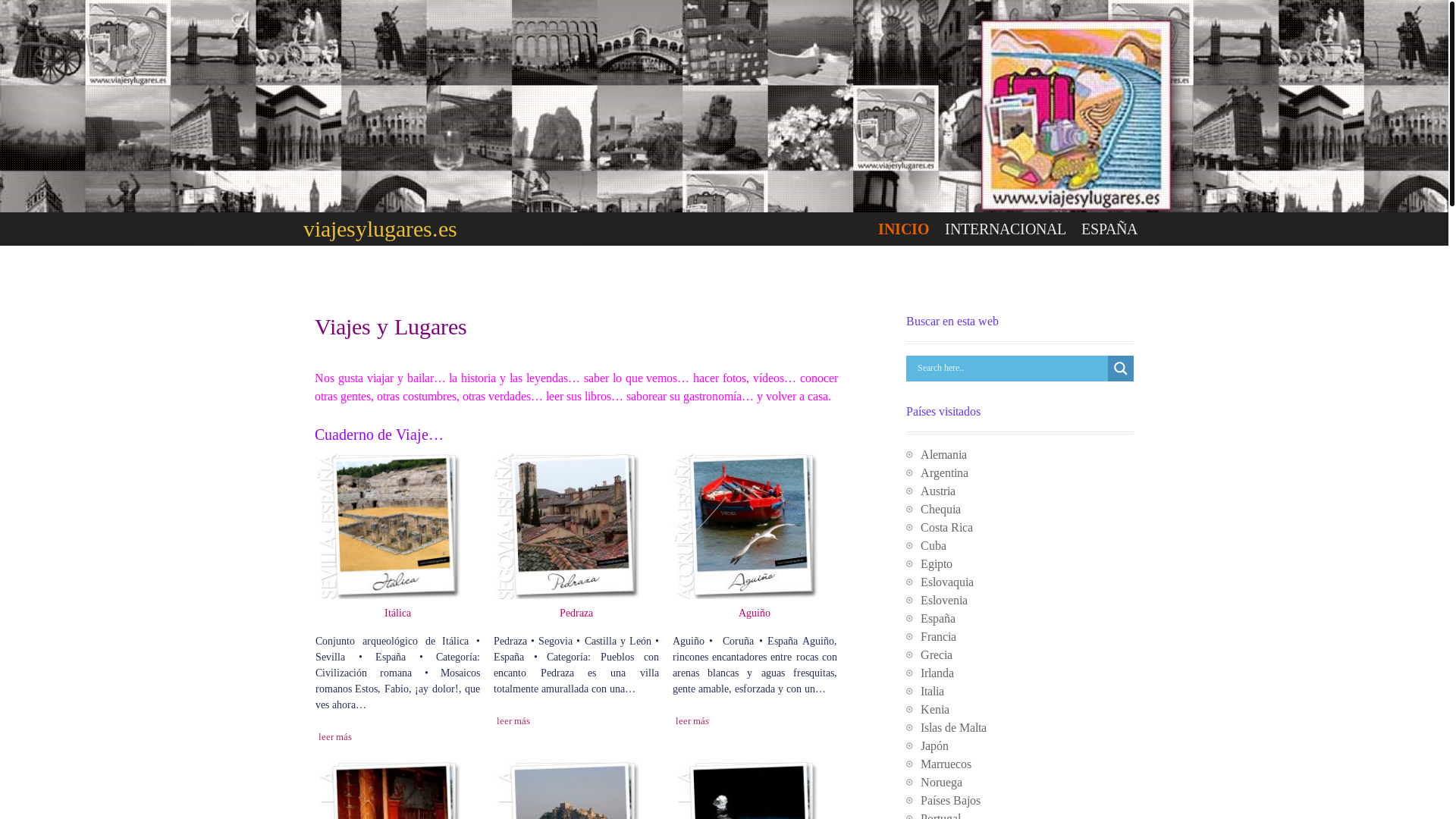 website screenshot of https://viajesylugares.es
