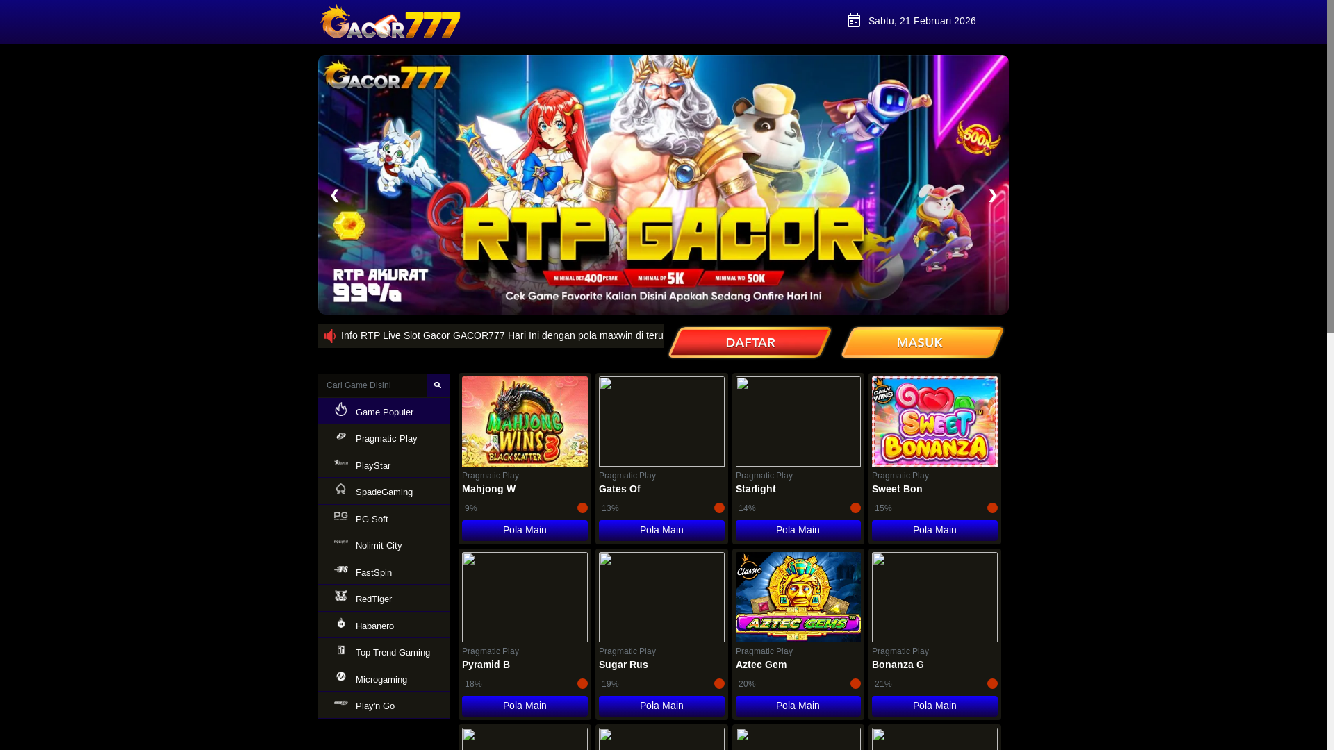 website screenshot of https://infortpgacor777resmi.pages.dev/