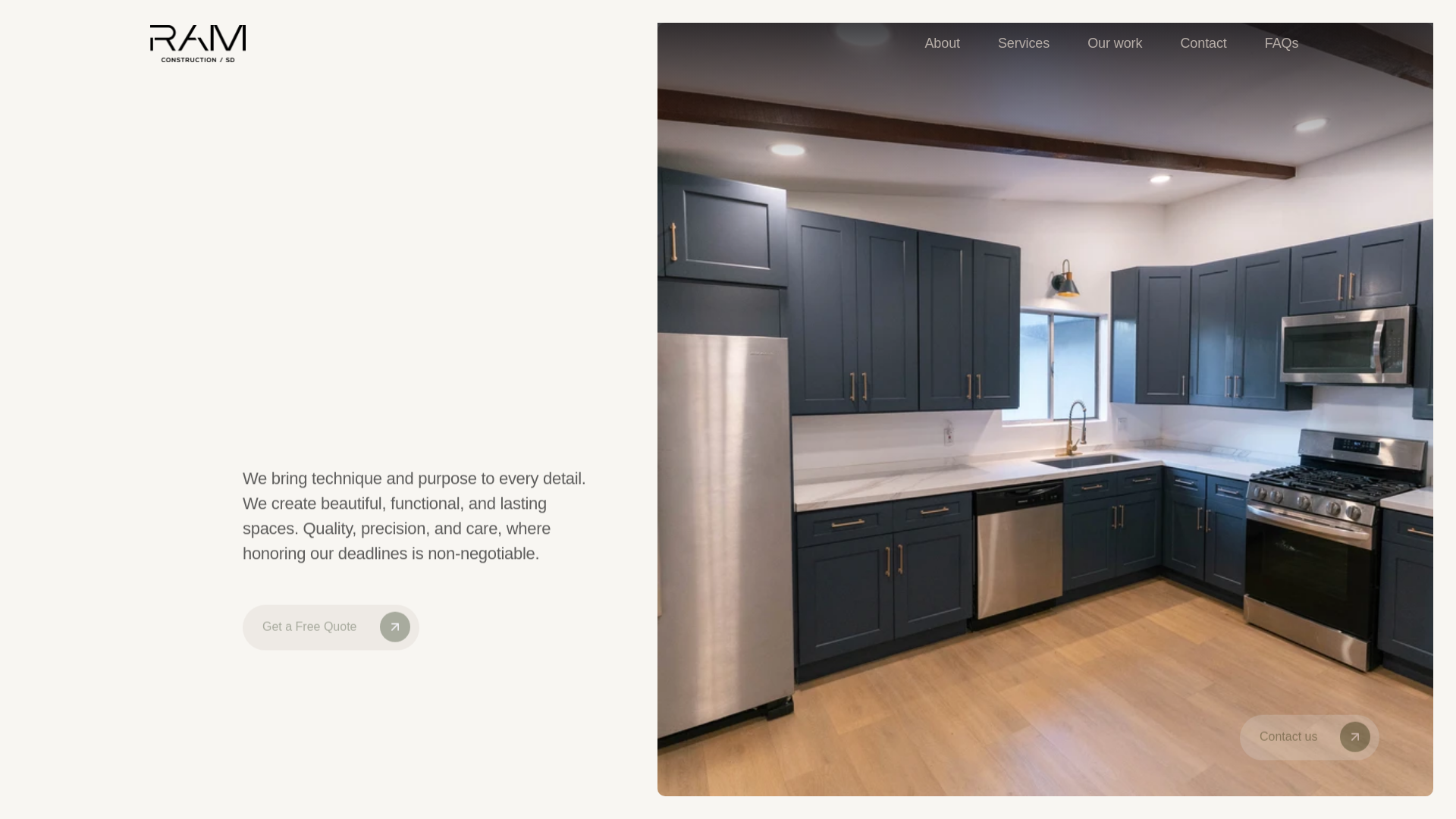 website screenshot of https://ramconstructionsd.com