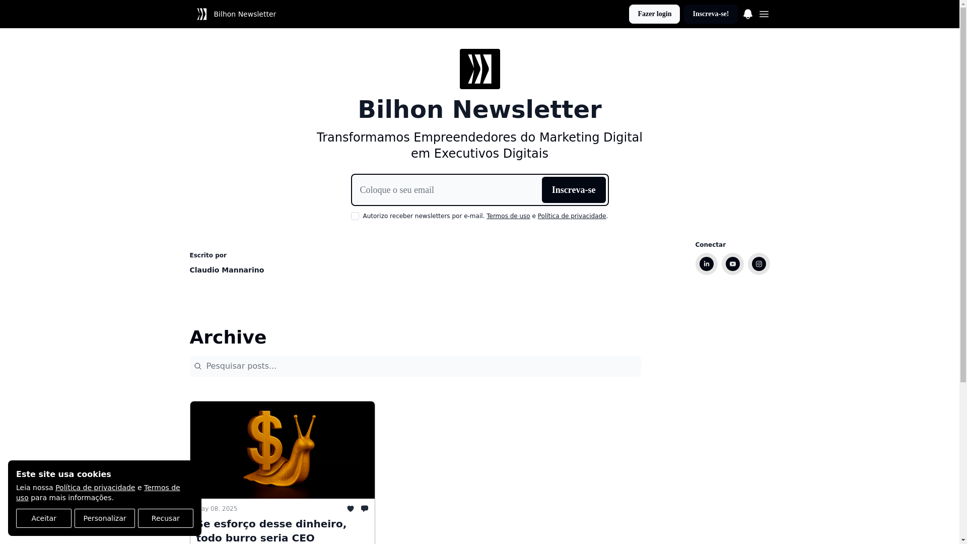 website screenshot of https://bilhonnews.com.br/