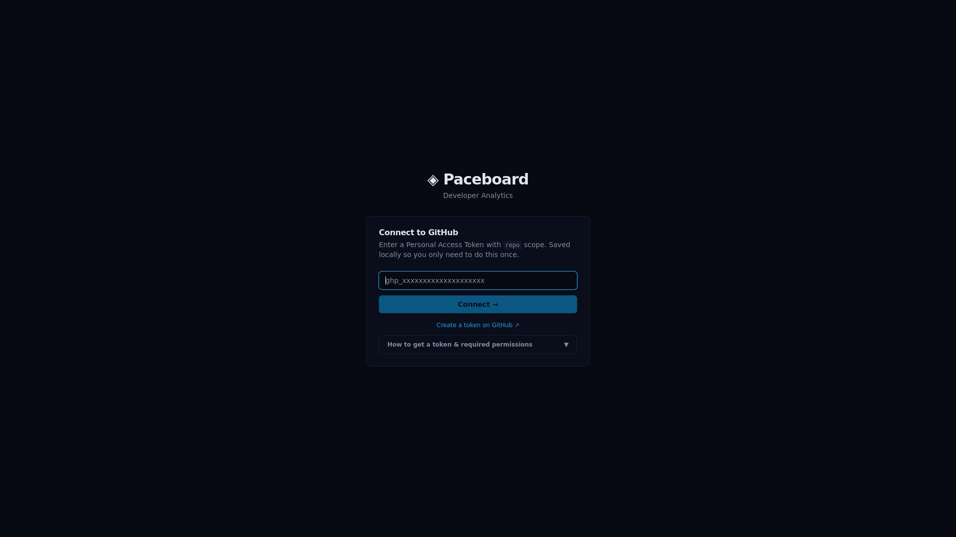 website screenshot of https://paceboard.dev/