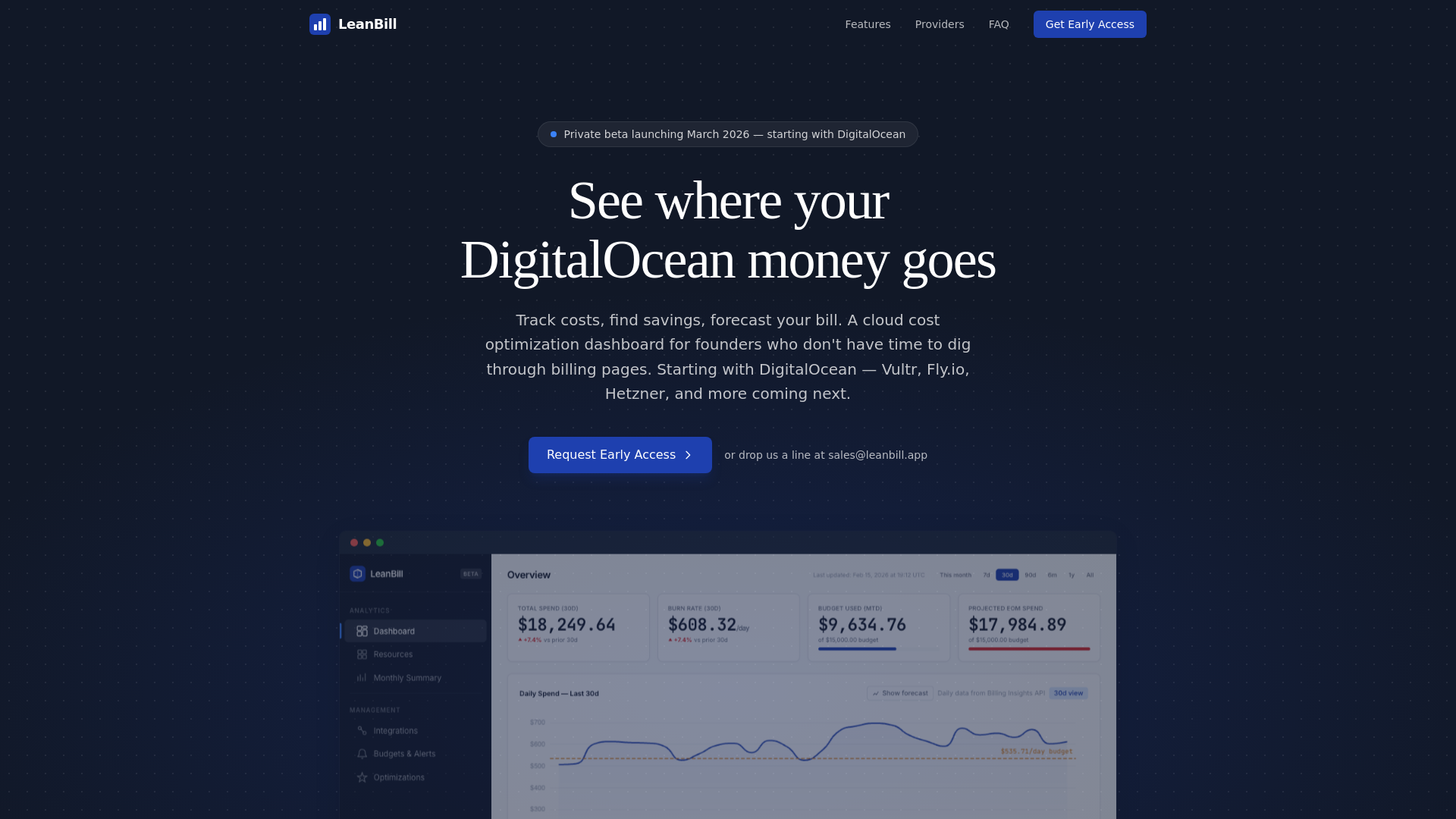 website screenshot of https://leanbill.app/