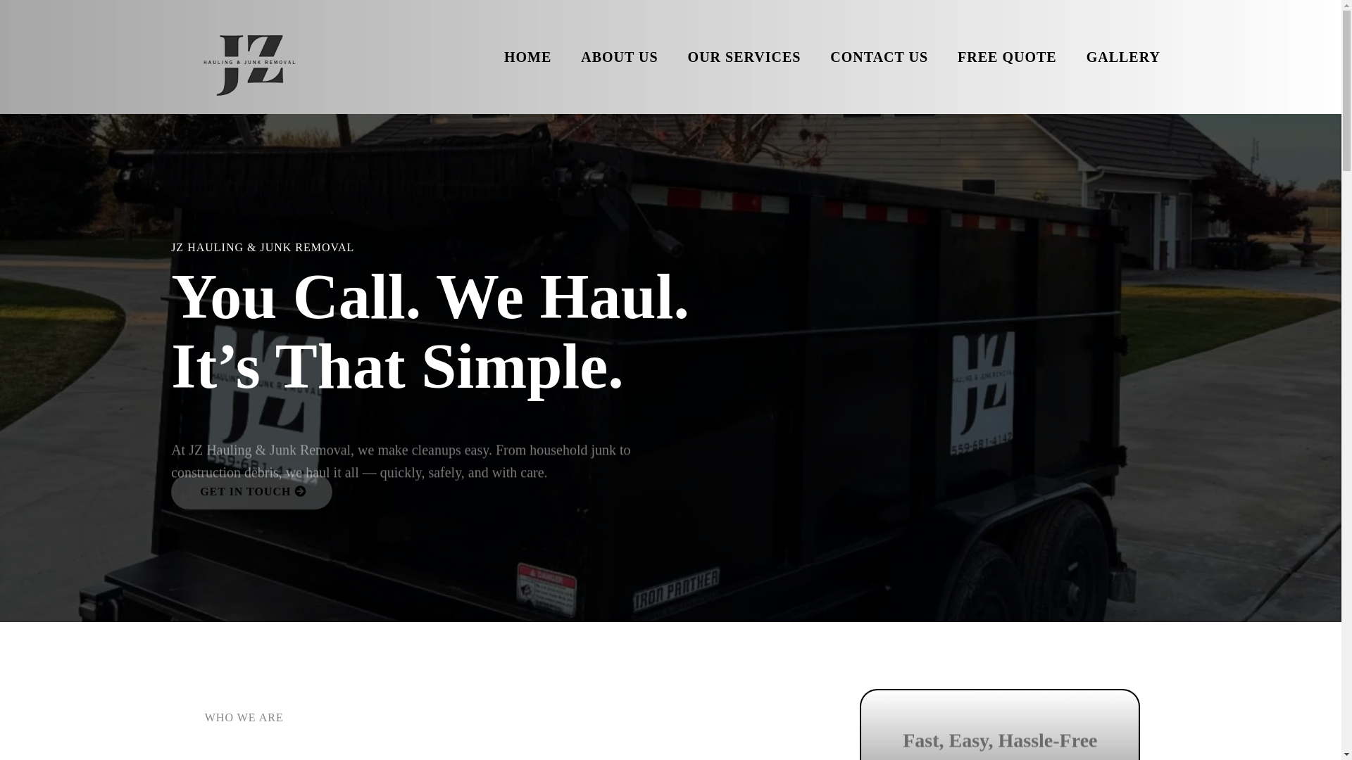 website screenshot of https://jzhauling.com/