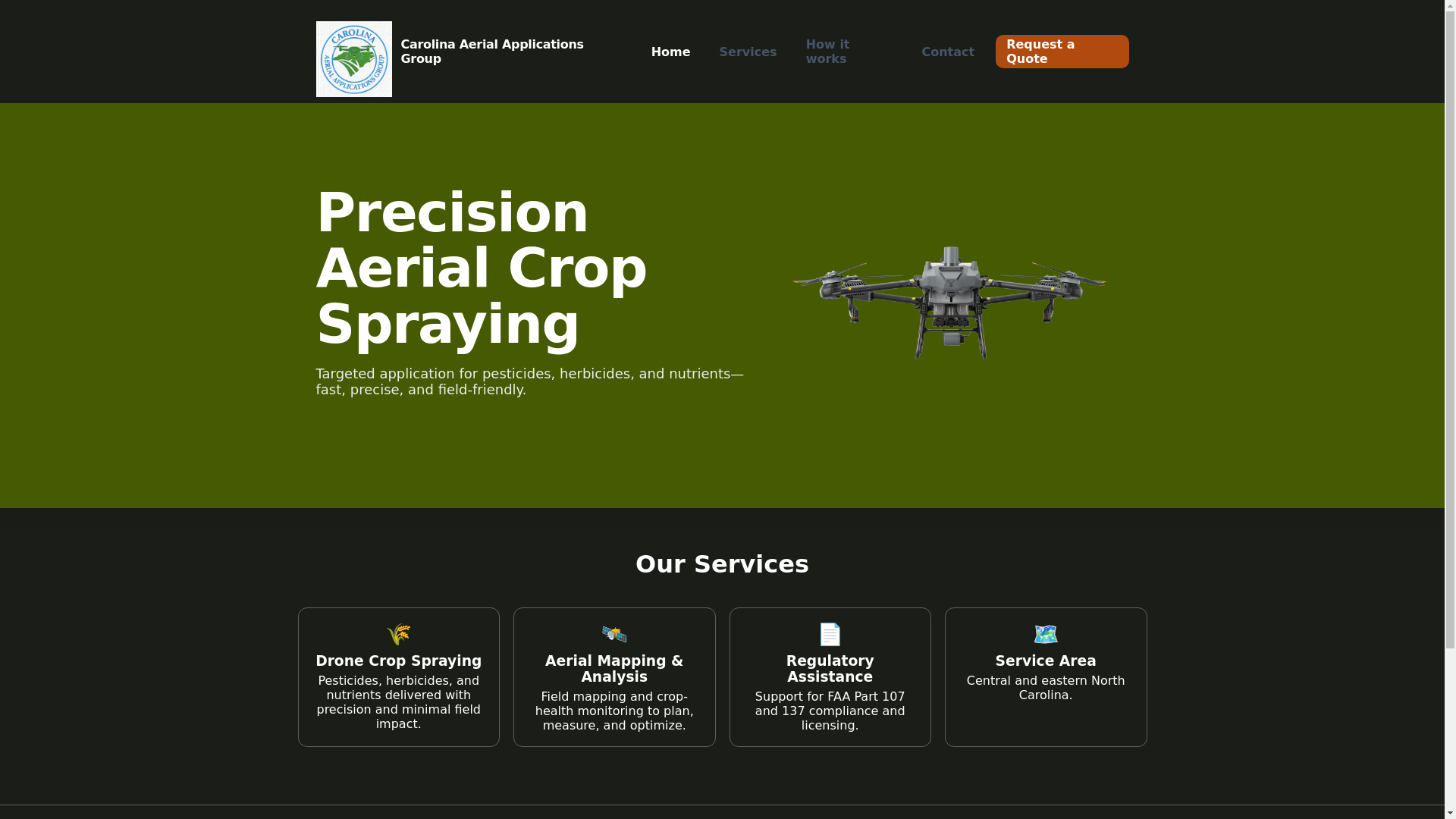 website screenshot of https://aerial-drone-spraying.pages.dev/