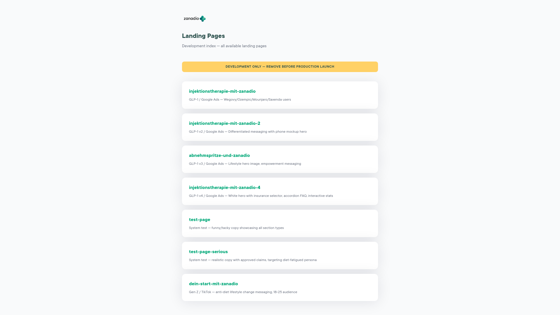 website screenshot of https://zanadio-lp-static.pages.dev/
