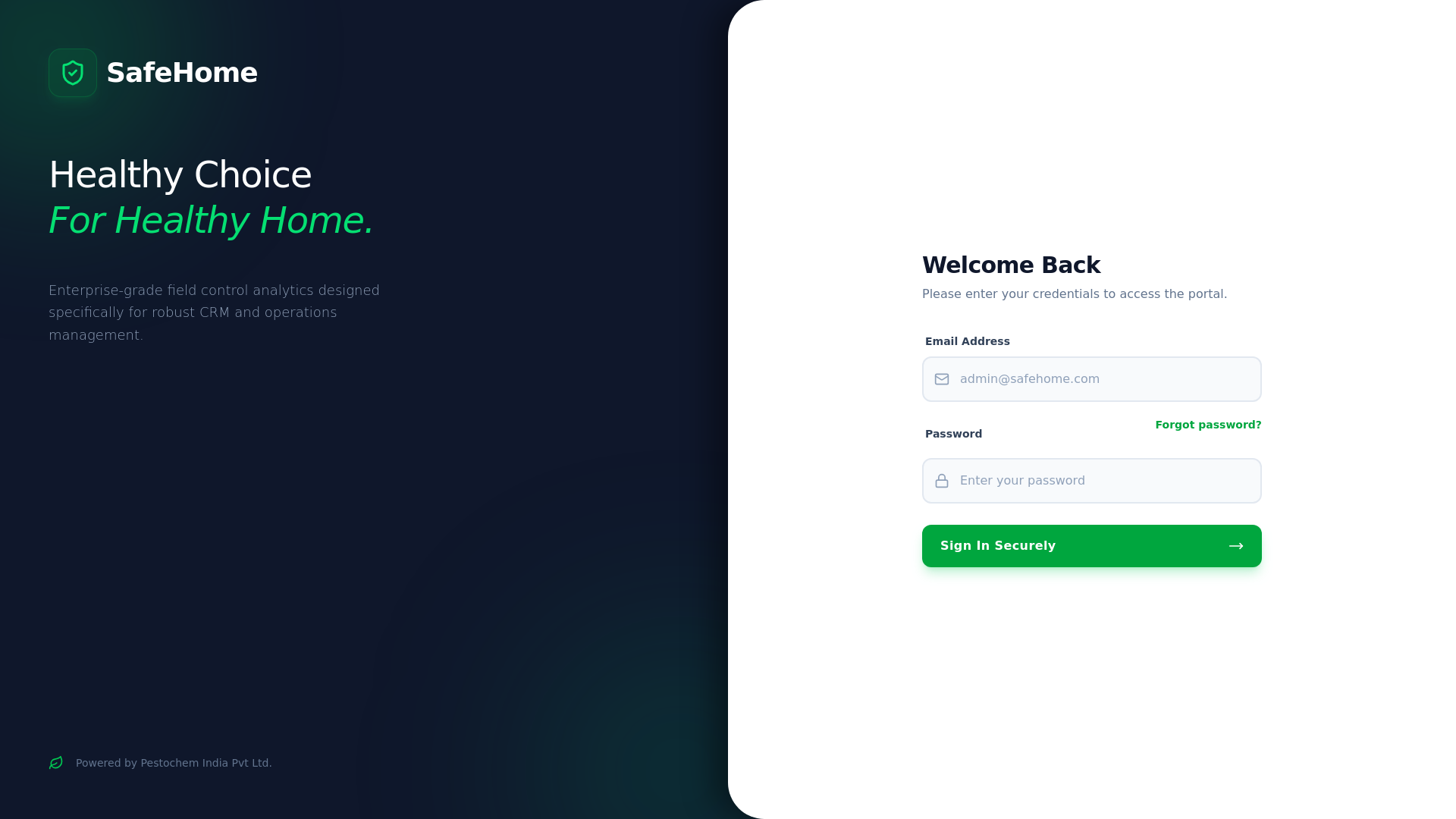 website screenshot of https://safehomepestochem.cloud/